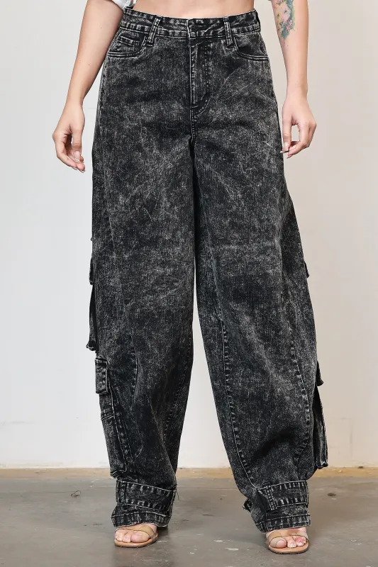 [XPT605] Barrel Baggy Cargo Jeans sold by Vibrant