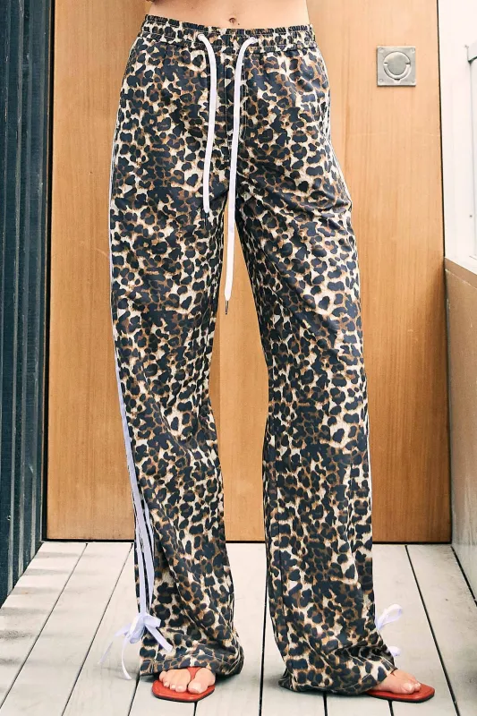 [XPT659] Cheetah Print Wide Track Pants sold by Vibrant