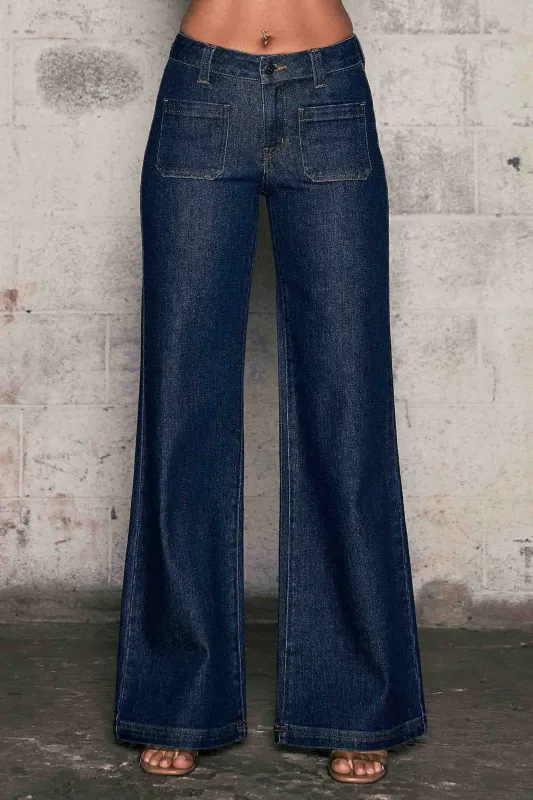[P6408] Low Rise Metallic Wide Leg Jeans sold by Vibrant