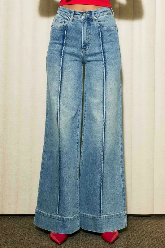 [P6277] Wide Leg Jeans With Center Release Pintuck made by Vibrant