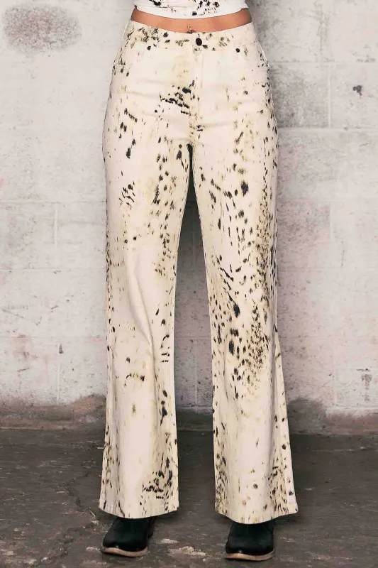 [XPT818] Pattern Print Wide Leg Jeans made by Vibrant