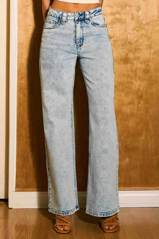 [XPT692] Flower Embroidery Wide Leg Jeans made by Vibrant