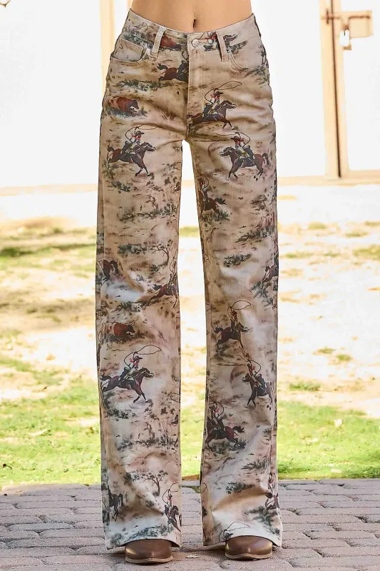 [XPT784] Cowboy Wide Leg Jeans made by Vibrant