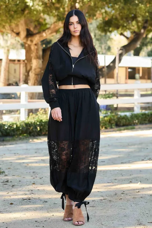 [XJK155_XPT763] Lace Wind Breaker Jacket and Lace Balloon Pants Set made by Vibrant