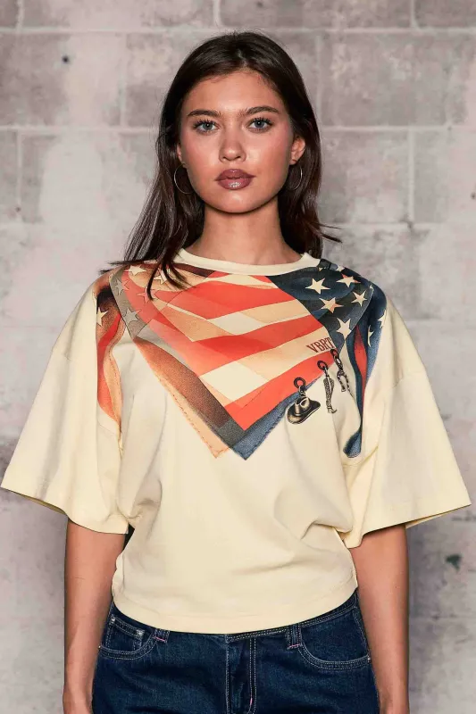 XTOP191] Flag Digital Print Top made by Vibrant