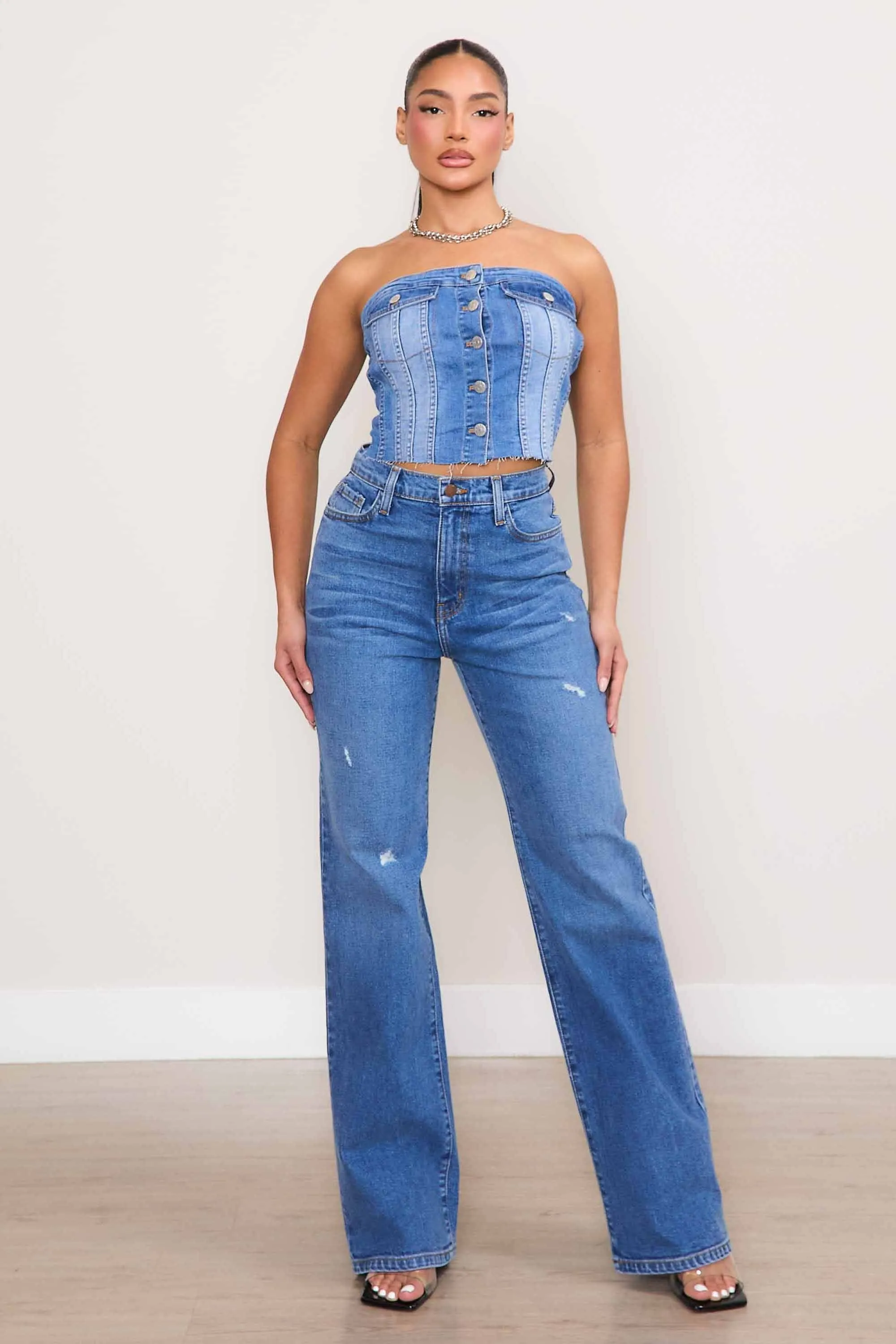 Denim Corset Tube Top sold by Vibrant product image thumbnail 4