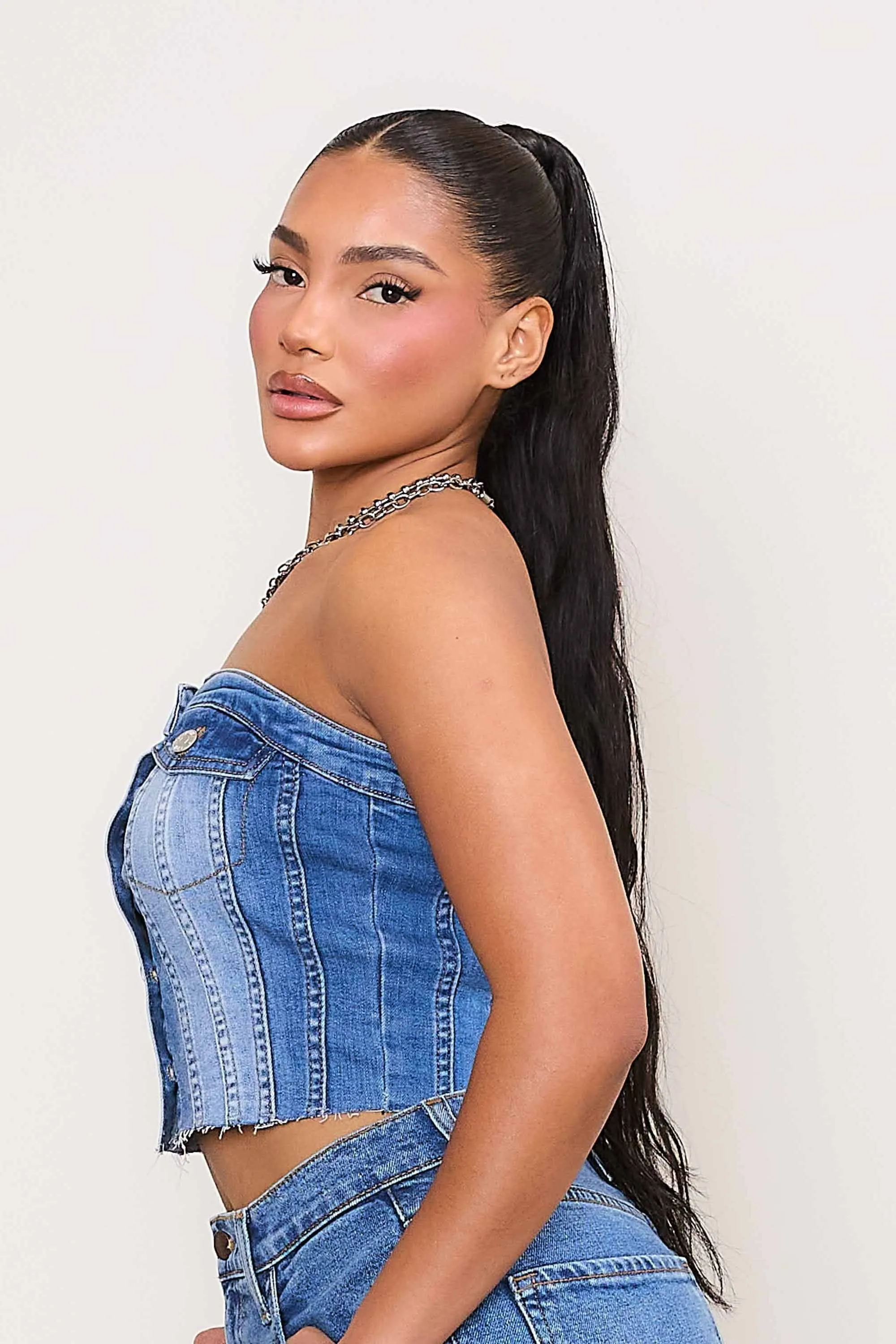 Denim Corset Tube Top sold by Vibrant product image thumbnail 2