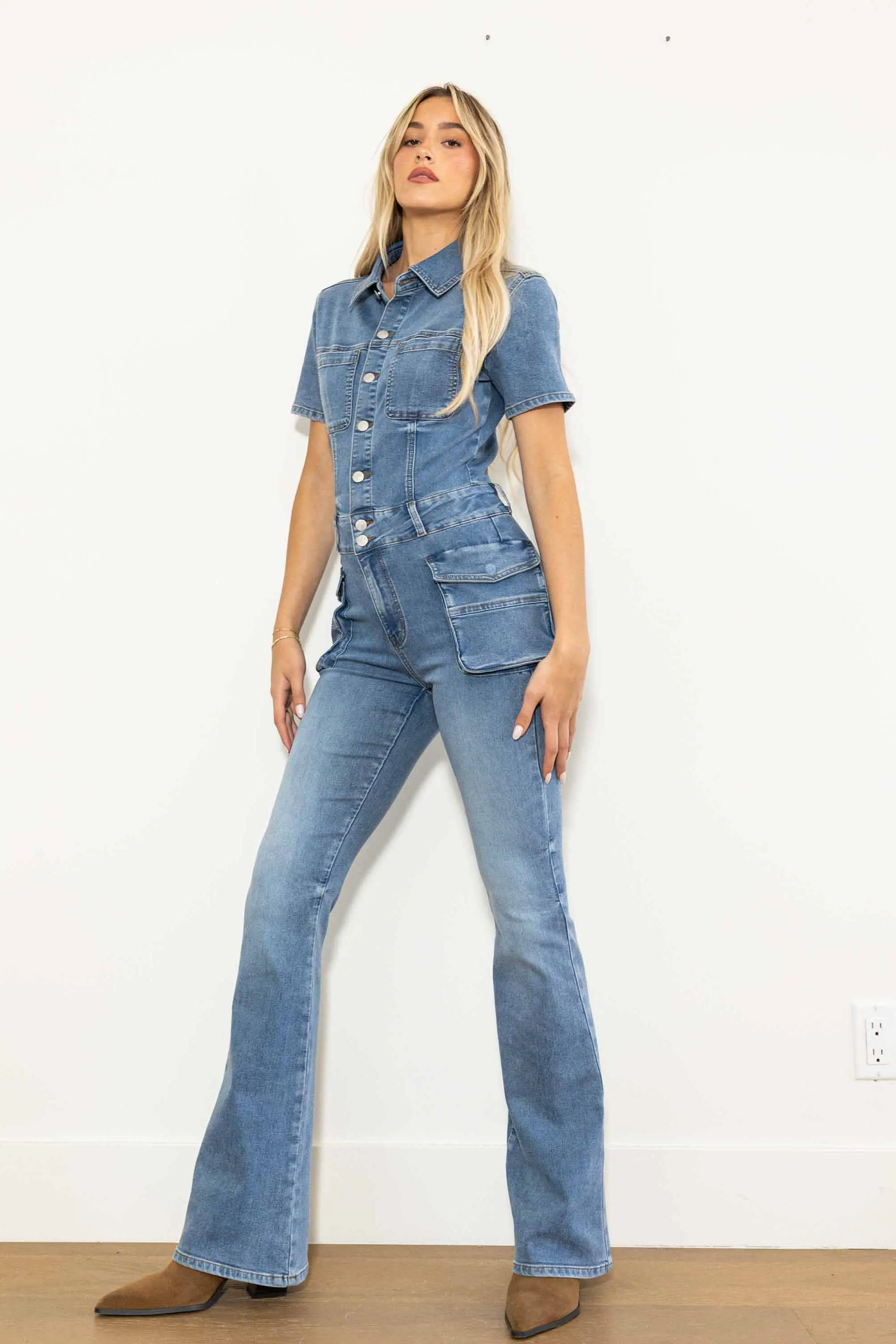Out Of The Wild Cargo Denim Jumpsuit sold by Vibrant product image thumbnail 3
