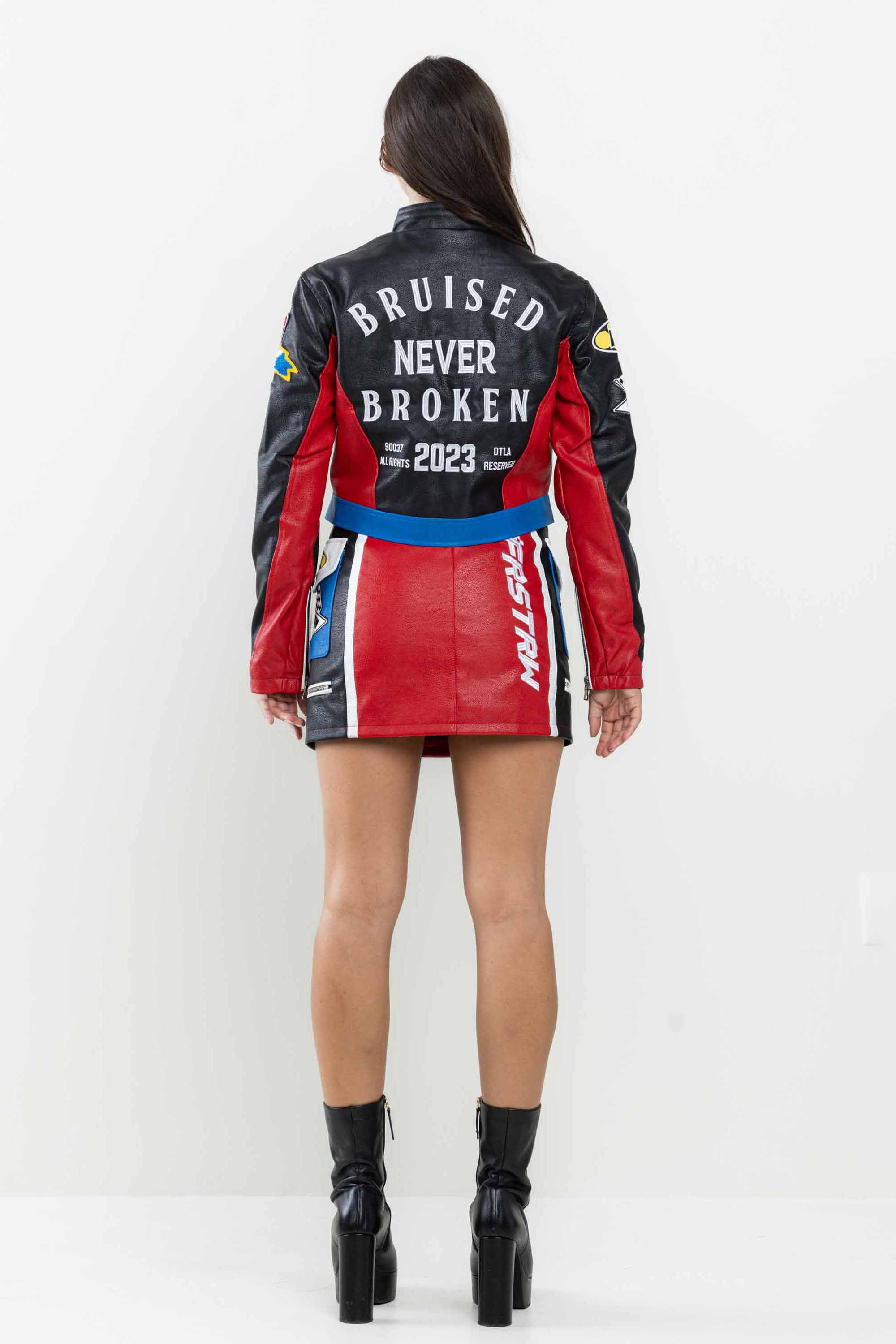 LEATHER RACING MINI CARGO SKIRT sold by Vibrant product image thumbnail 4