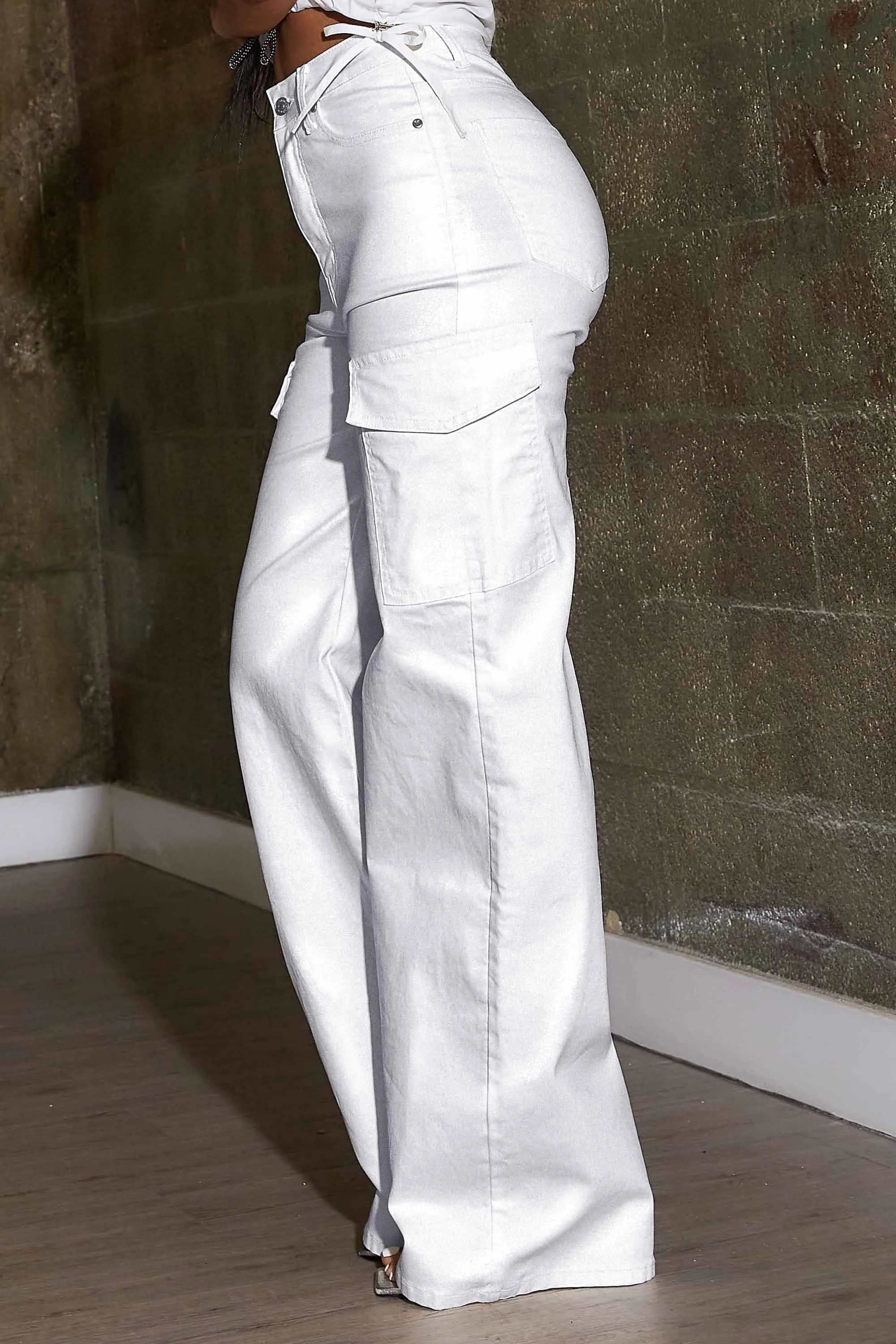 Water Repellent Coated Cargo Wide Leg Pants sold by Vibrant product image thumbnail 2