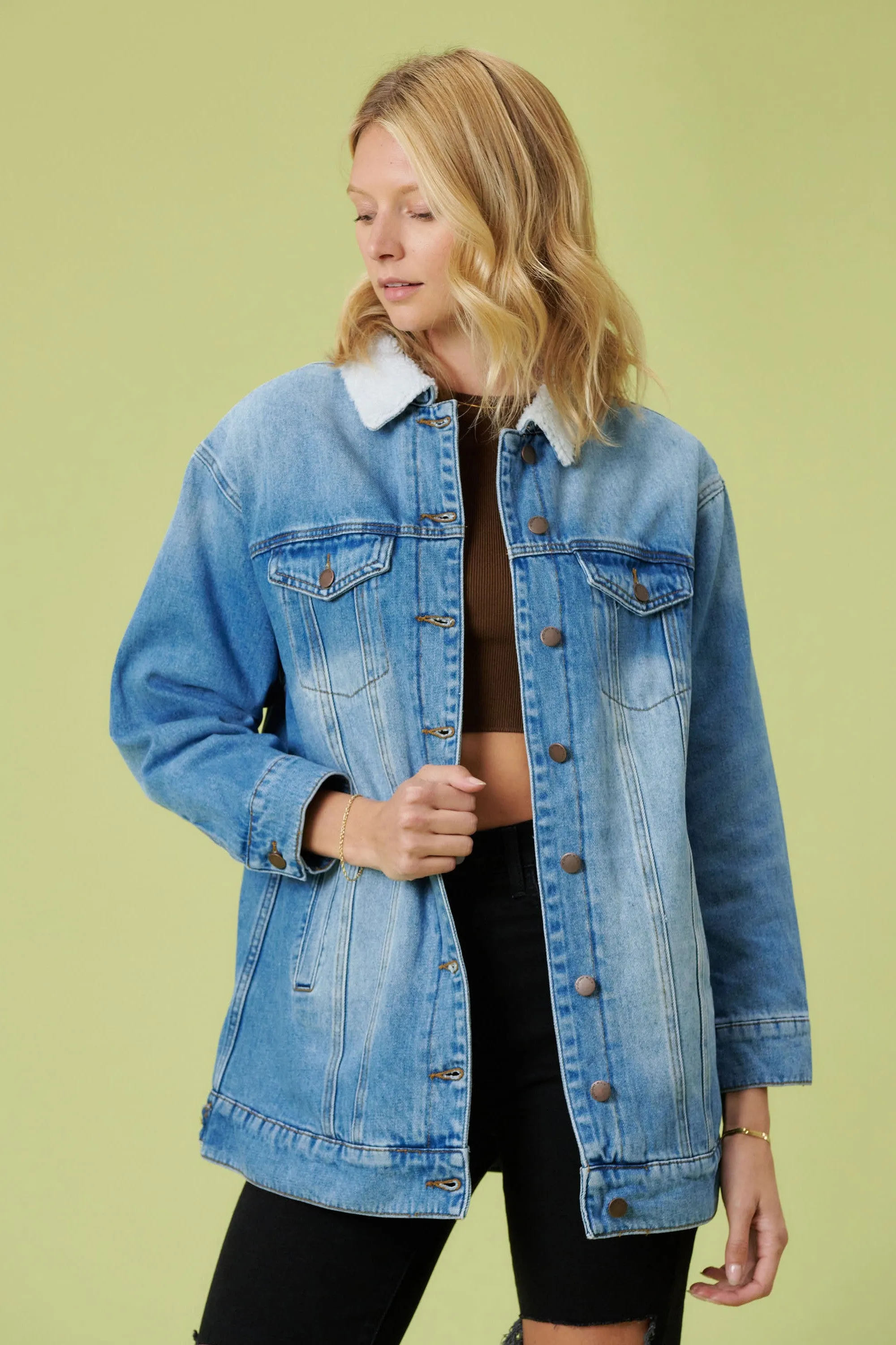 Sherpa-lined Trucker Jacket sold by Vibrant product image thumbnail 4