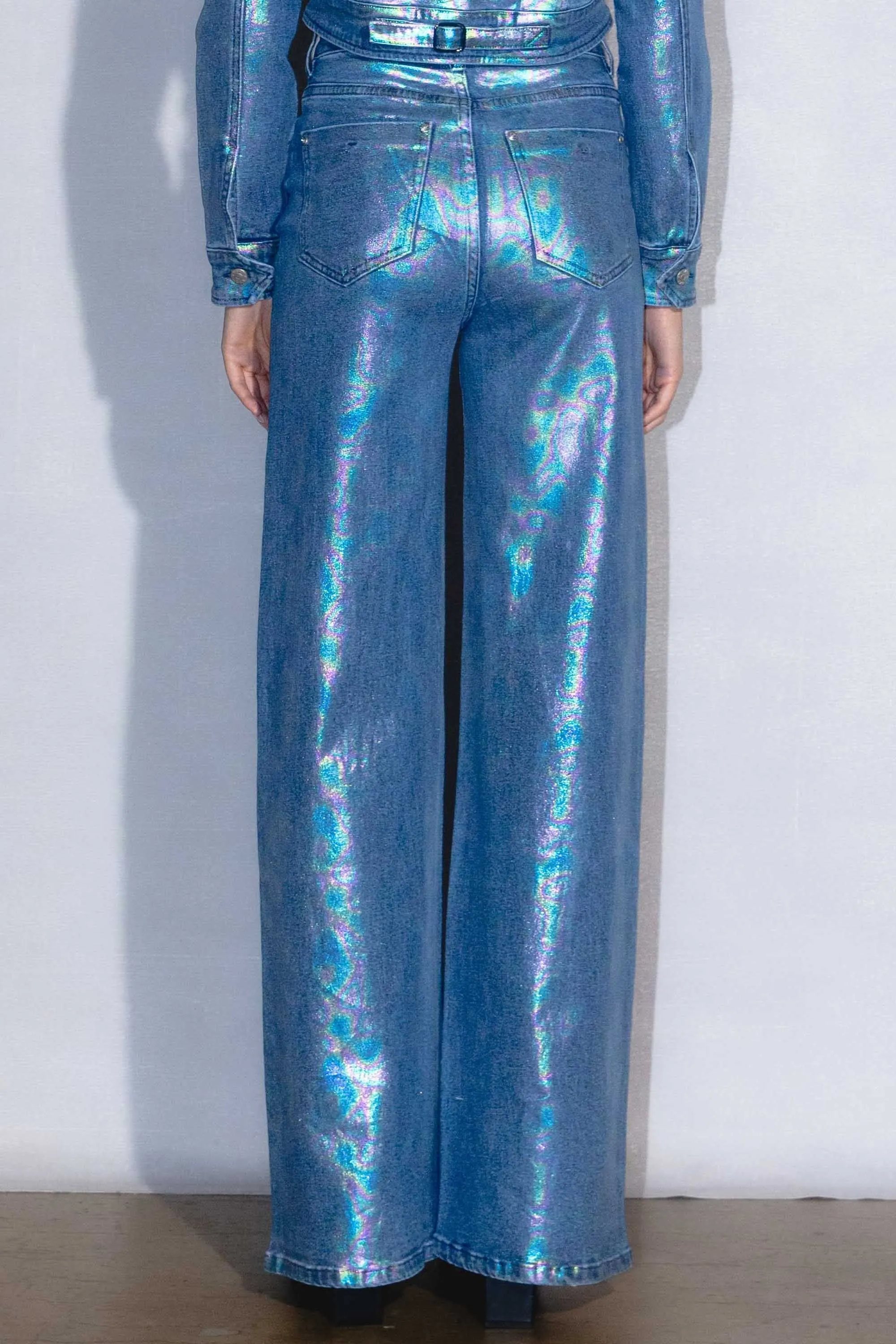 Iridescent Foil High Rise Wide Leg Jeans sold by Vibrant product image thumbnail 3