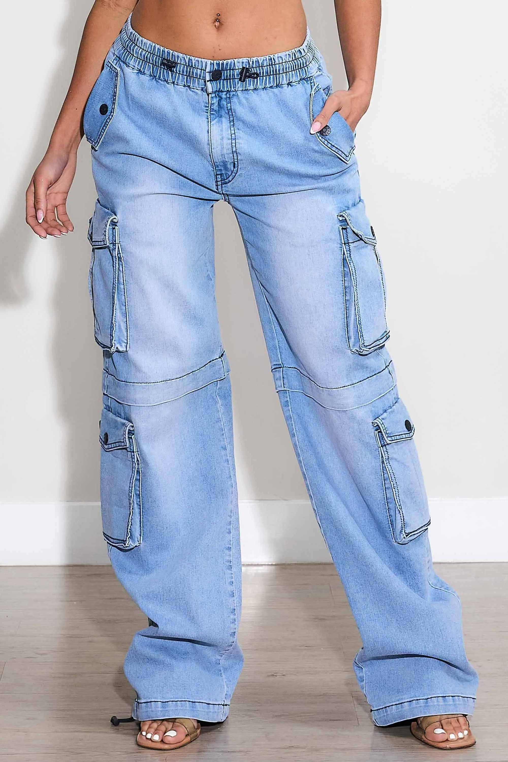 Elastic Waist Band Cargo With Drawstring sold by Vibrant