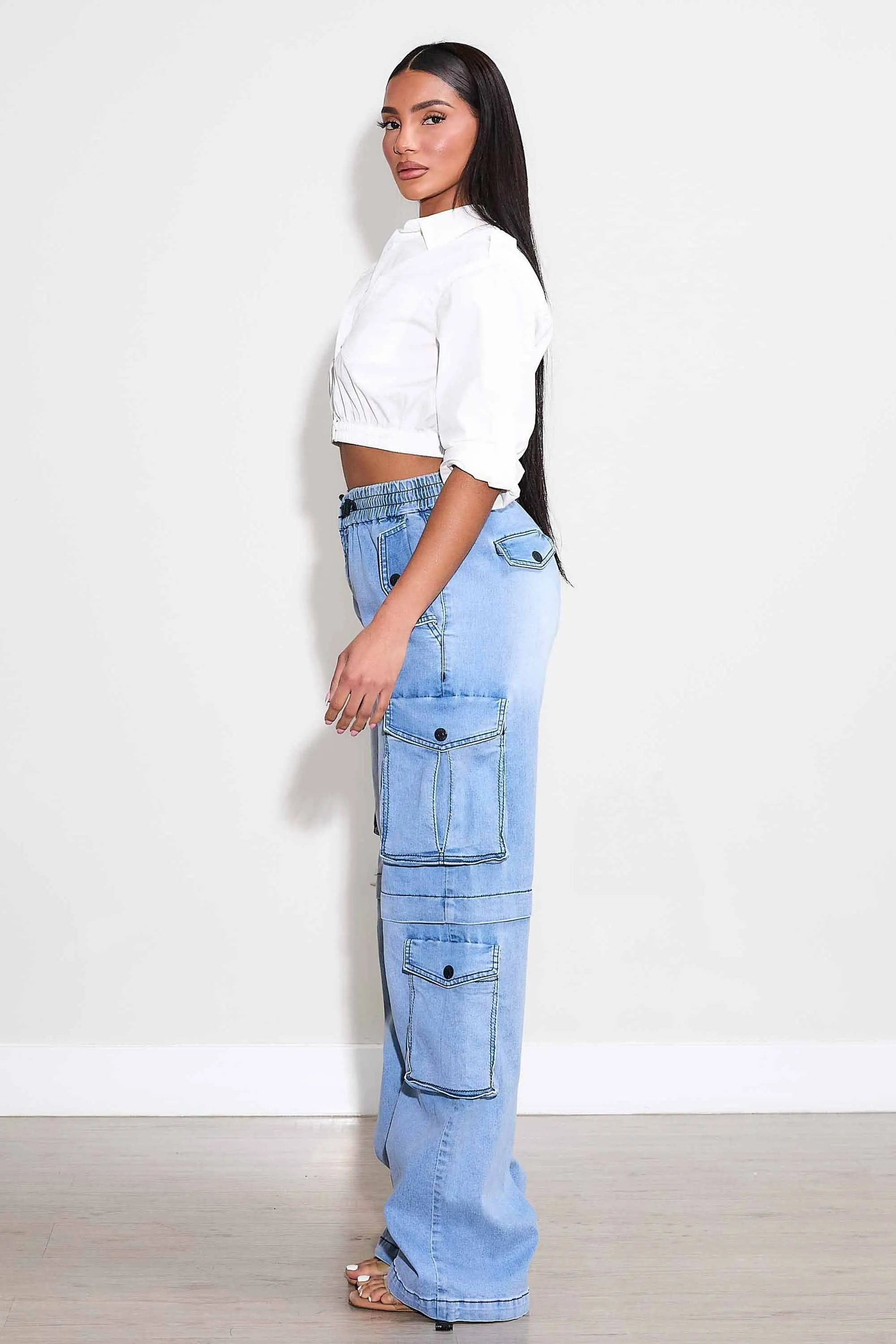 Elastic Waist Band Cargo With Drawstring sold by Vibrant product image thumbnail 5