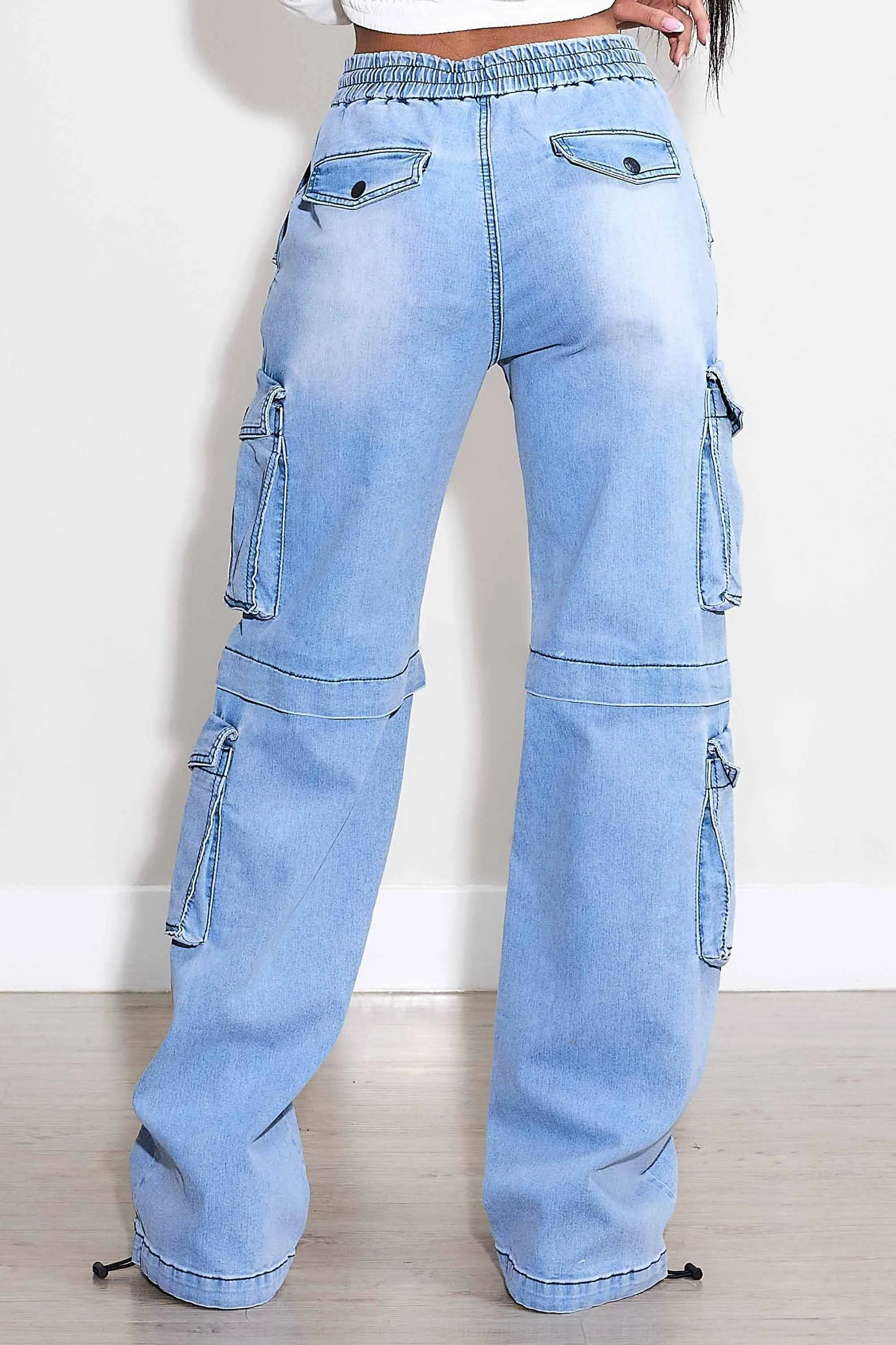 Elastic Waist Band Cargo With Drawstring sold by Vibrant product image thumbnail 3