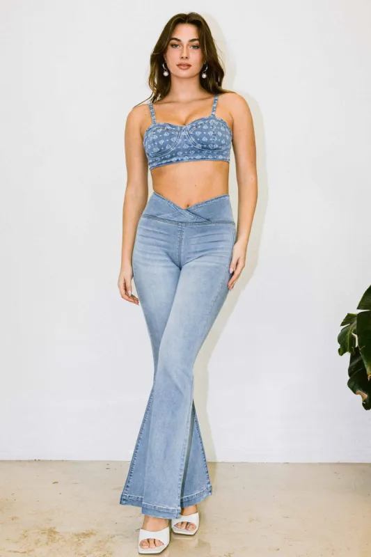 V Cut Flare Jeans sold by Vibrant