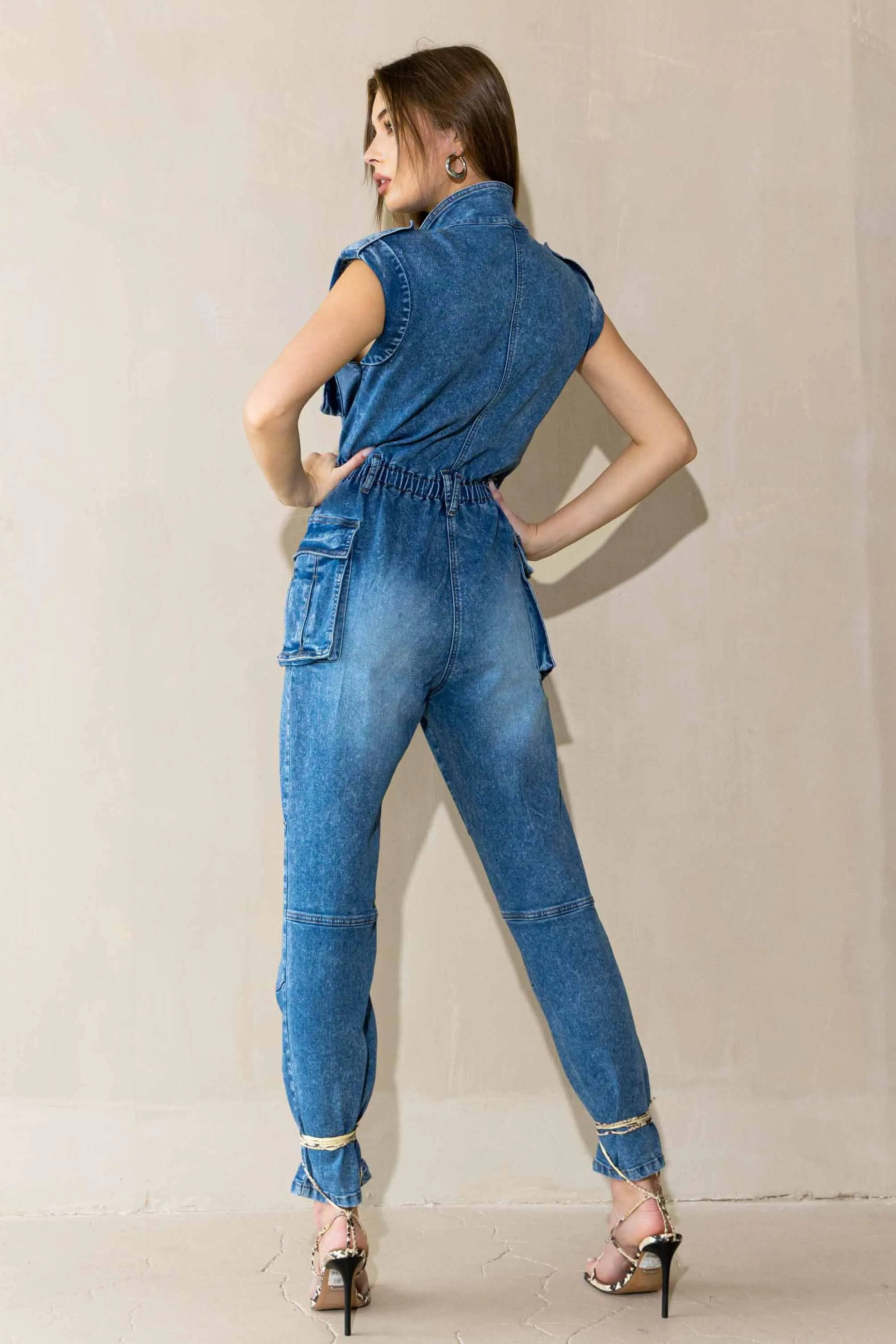 Cargo Pockets Rolled Sleeve Jumpsuit sold by Vibrant product image thumbnail 5