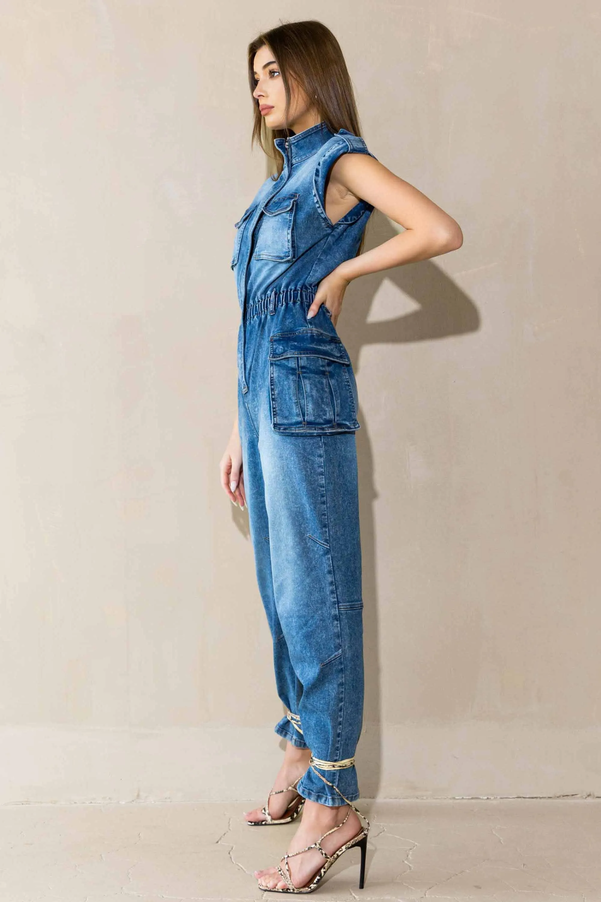 Cargo Pockets Rolled Sleeve Jumpsuit sold by Vibrant product image thumbnail 4