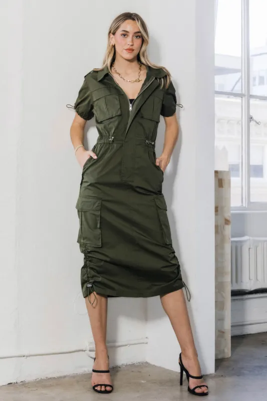 white christmas dresses Women’s Cargo Denim Dress – Wash Lab Coffee / XL main image 1