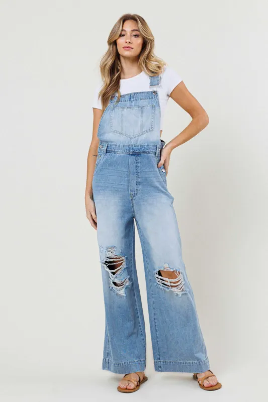 Straight Leg Denim Overalls sold by Vibrant