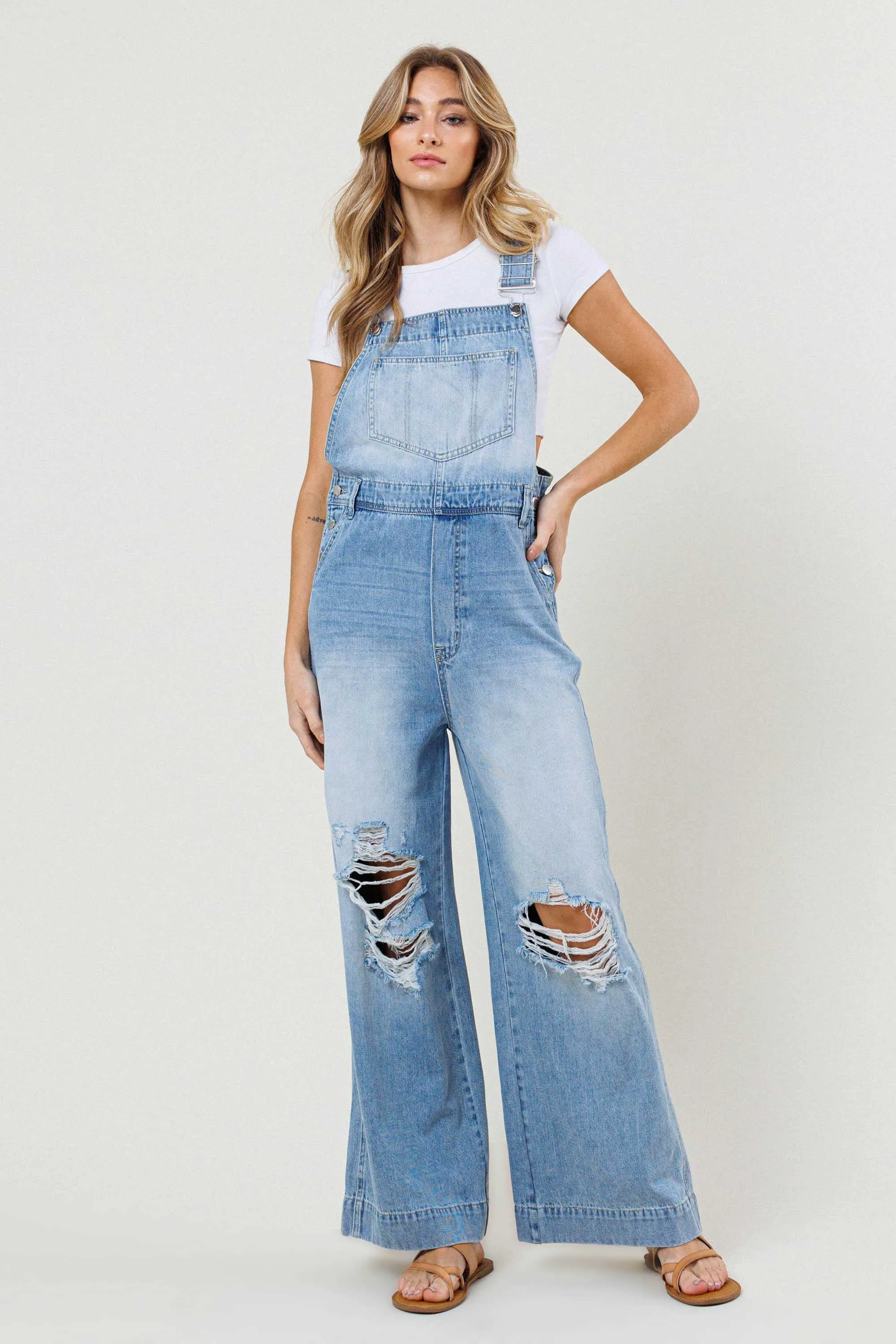 Straight Leg Denim Overalls sold by Vibrant