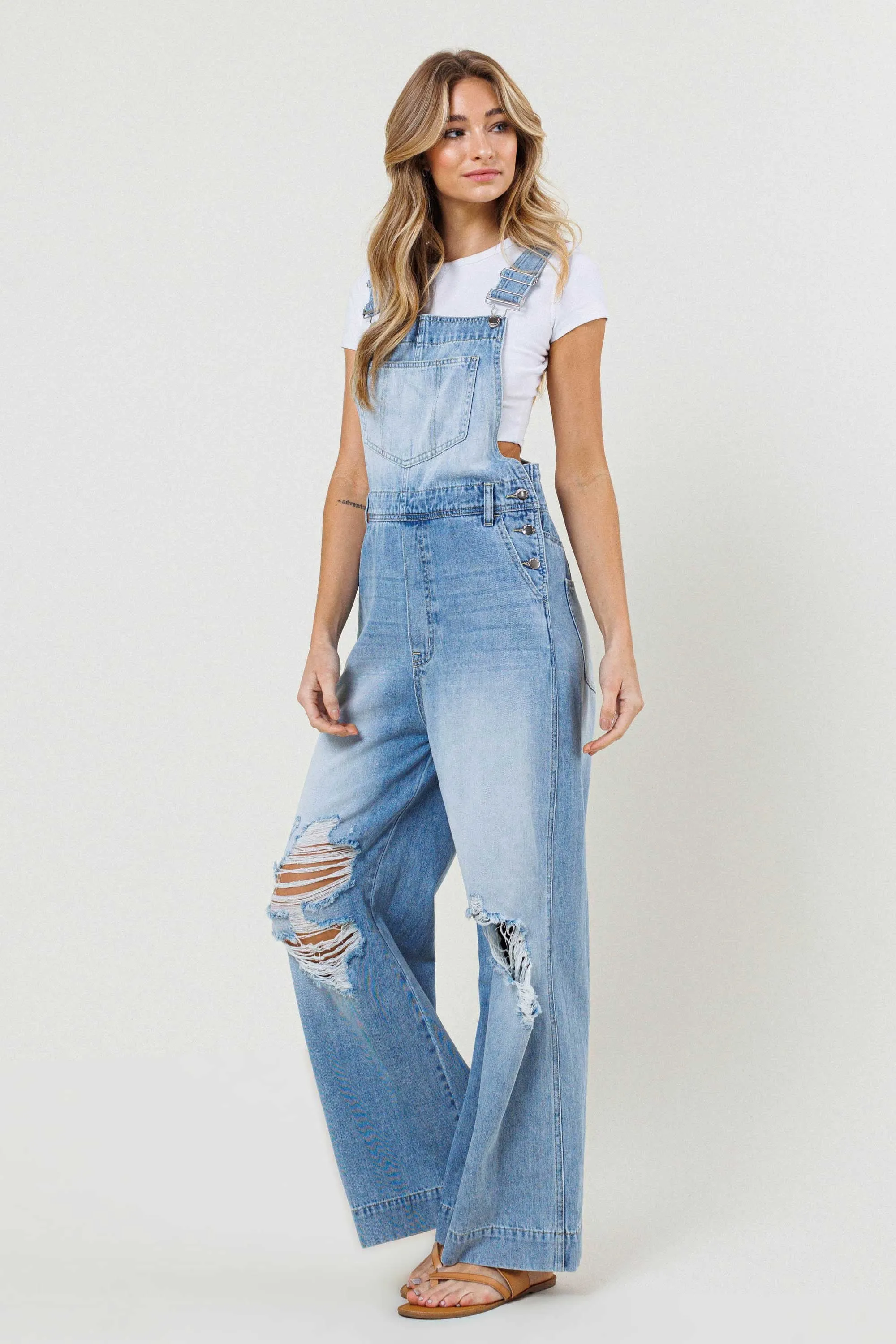Straight Leg Denim Overalls sold by Vibrant product image thumbnail 4