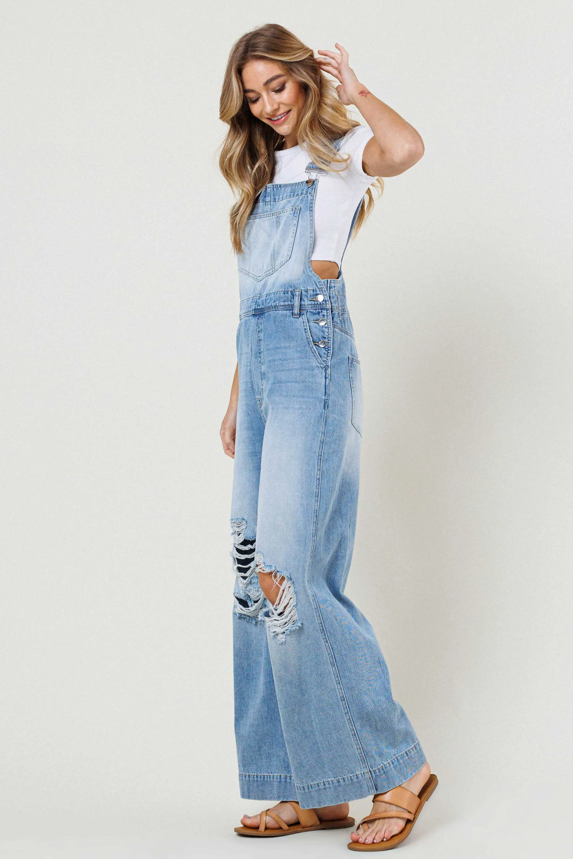 Straight Leg Denim Overalls sold by Vibrant product image thumbnail 5