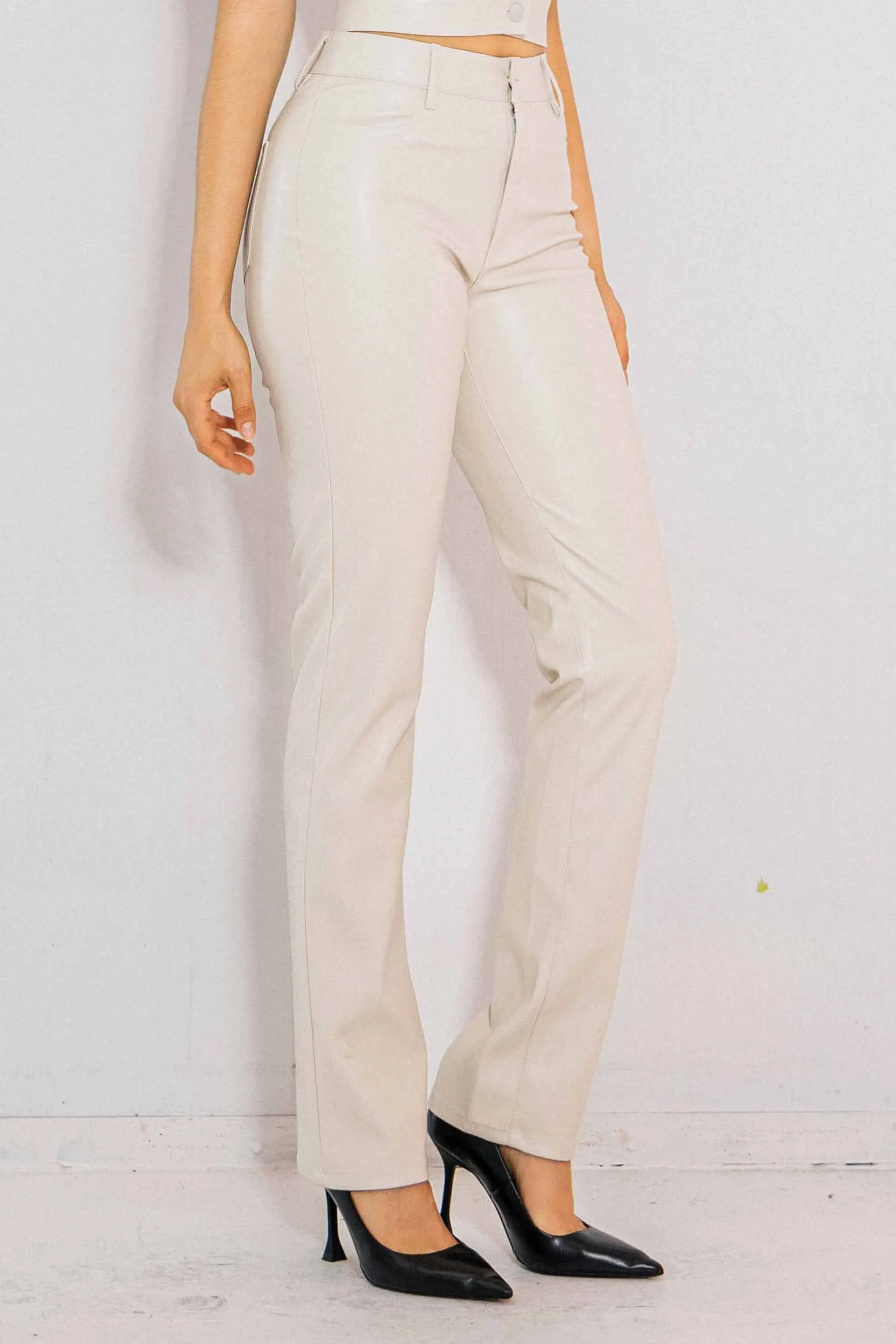 Vegan Leather Straight Pants sold by Vibrant product image thumbnail 5