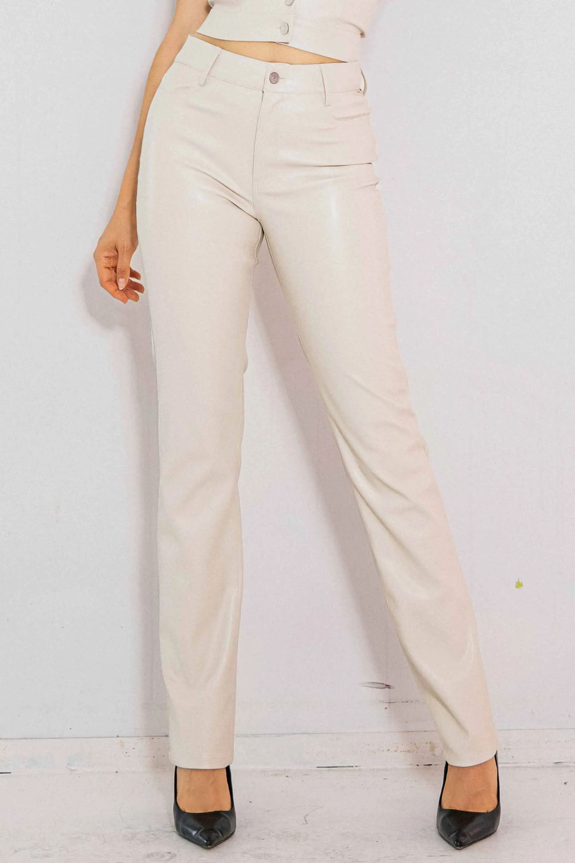 Vegan Leather Straight Pants sold by Vibrant product image thumbnail 4