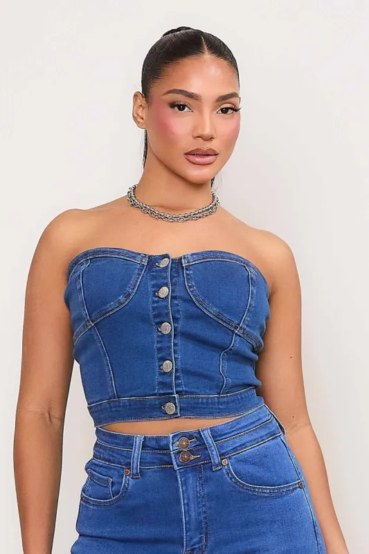 Denim Tube Top sold by Vibrant