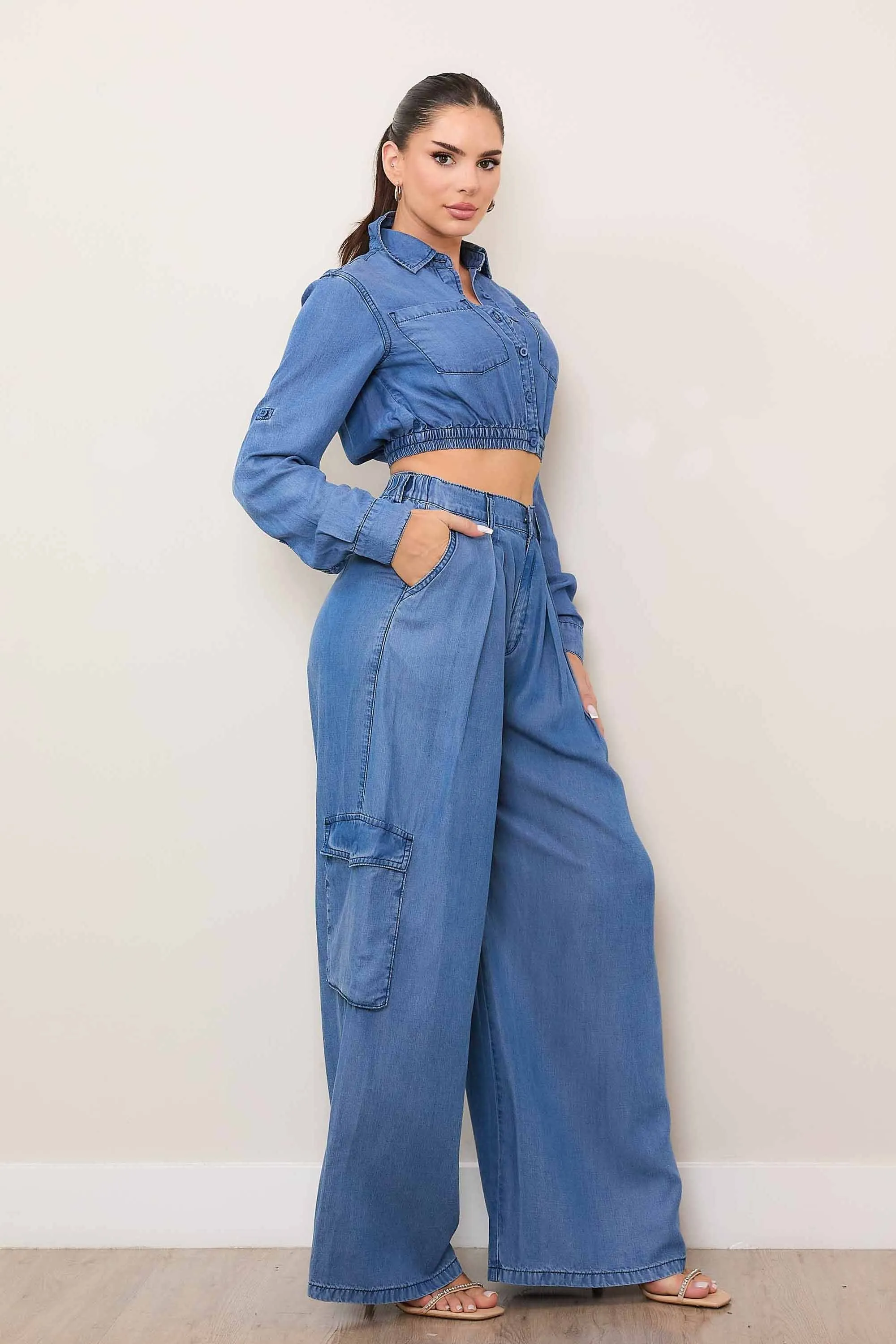 Tencel Wide Cargo Pants sold by Vibrant product image thumbnail 5