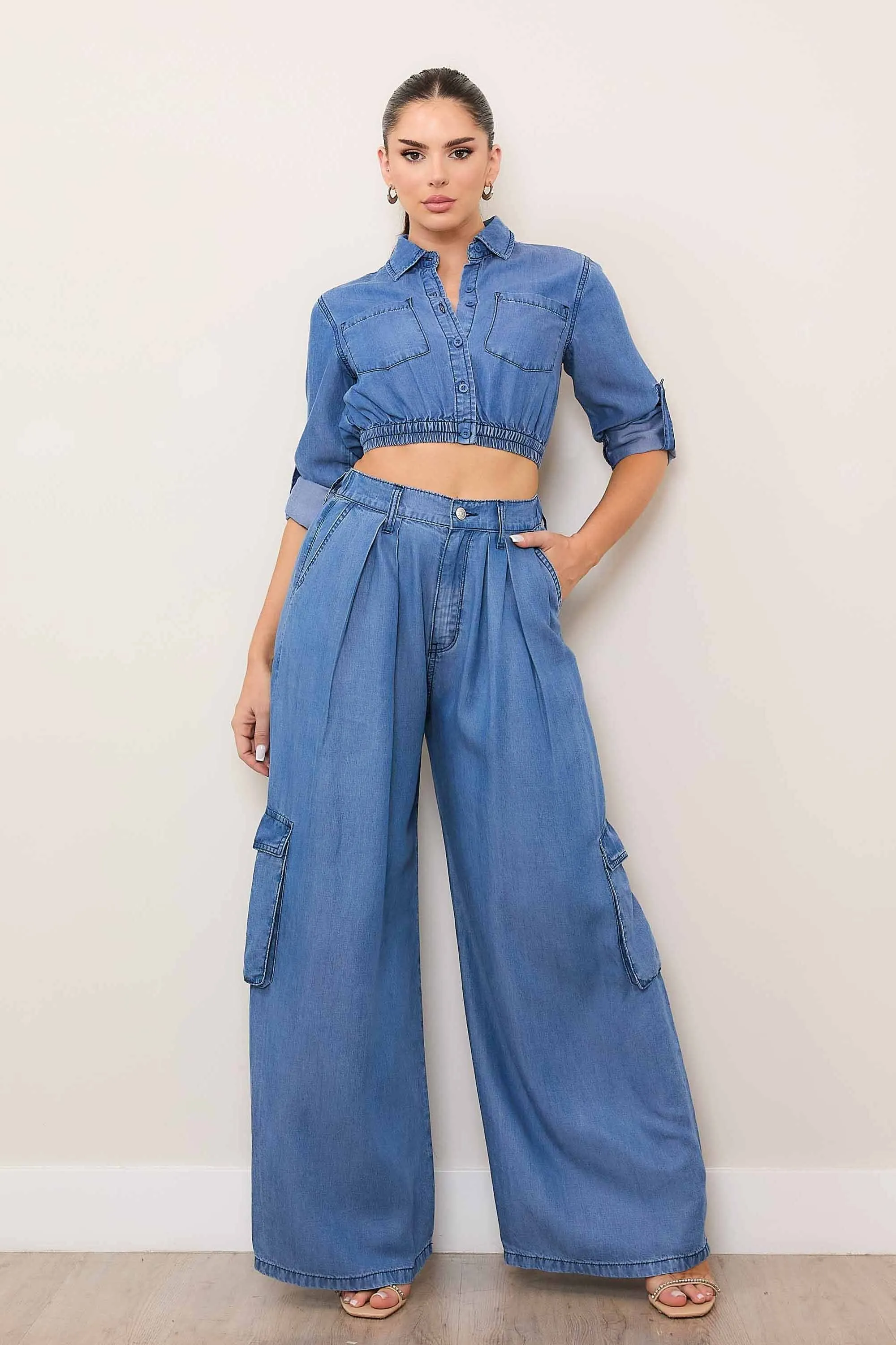 Tencel Wide Cargo Pants sold by Vibrant product image thumbnail 4