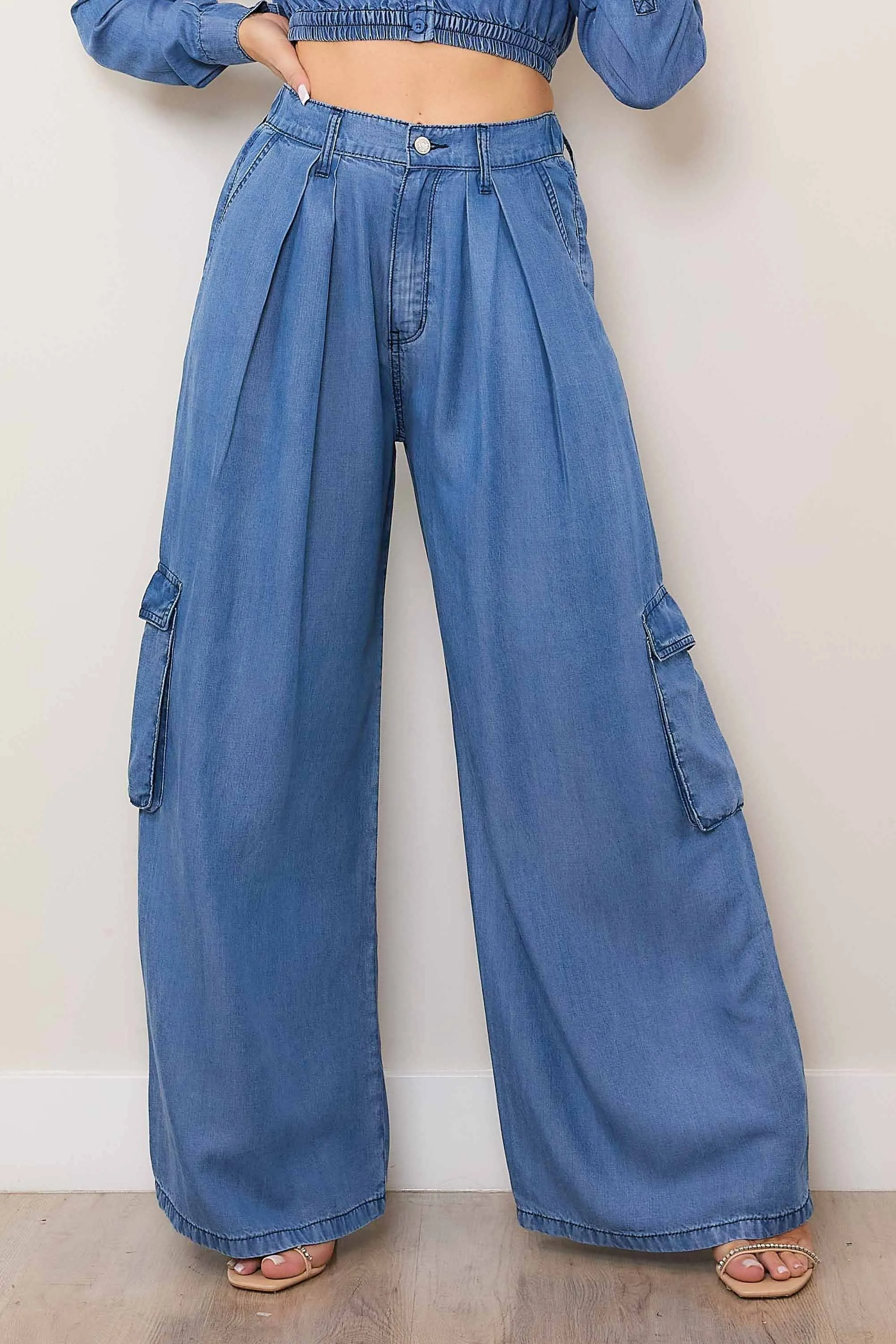 Tencel Wide Cargo Pants sold by Vibrant