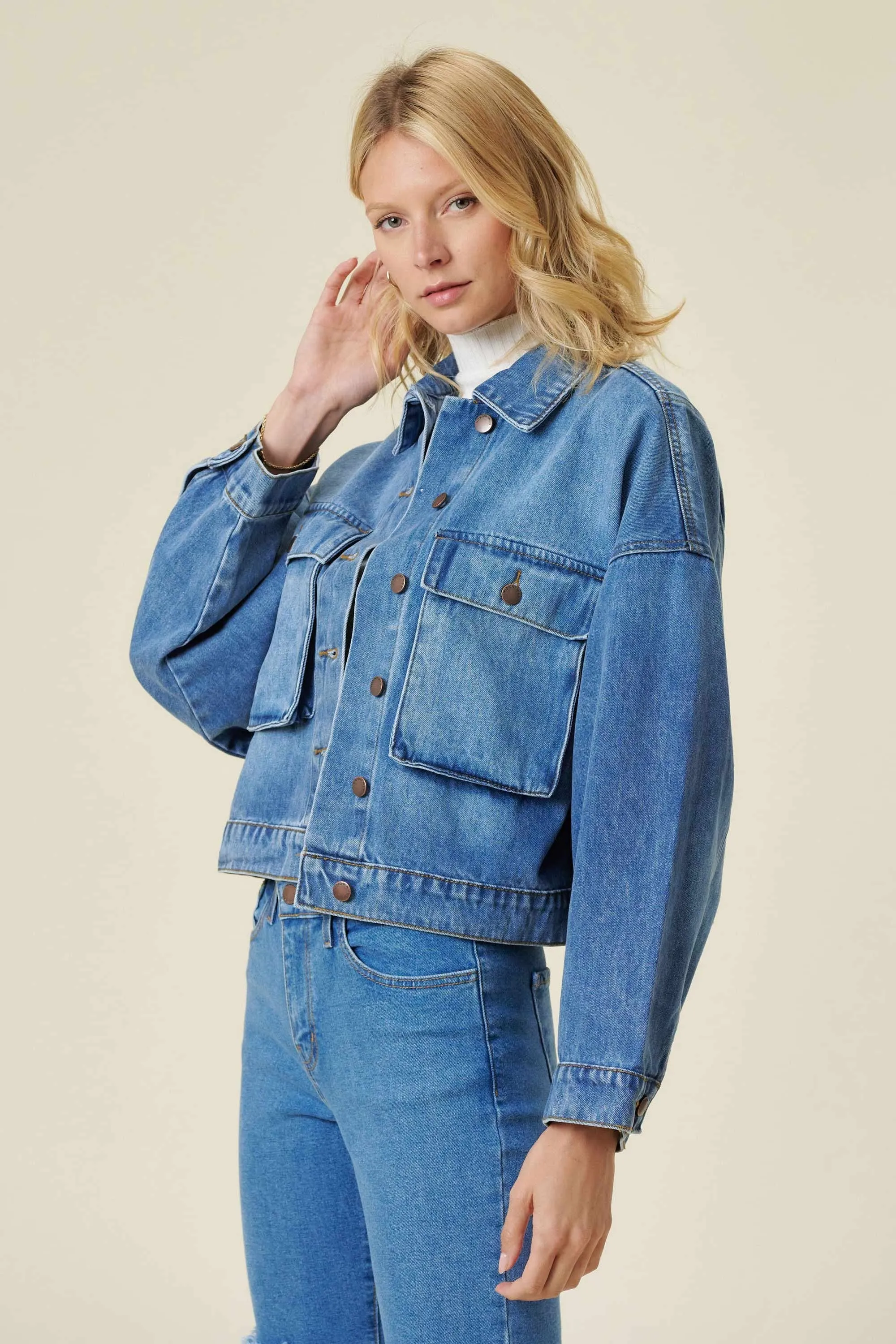 Oversized Denim Jacket sold by Vibrant product image thumbnail 4