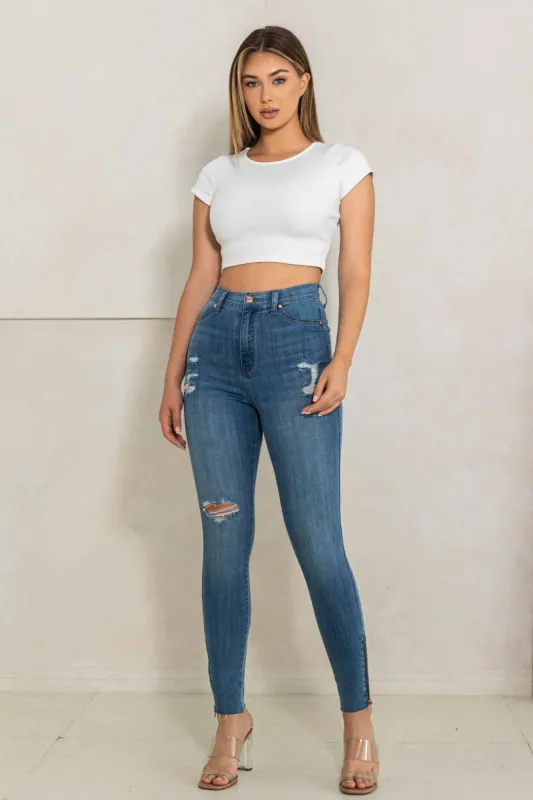 Zip Skinny Jeans sold by Vibrant