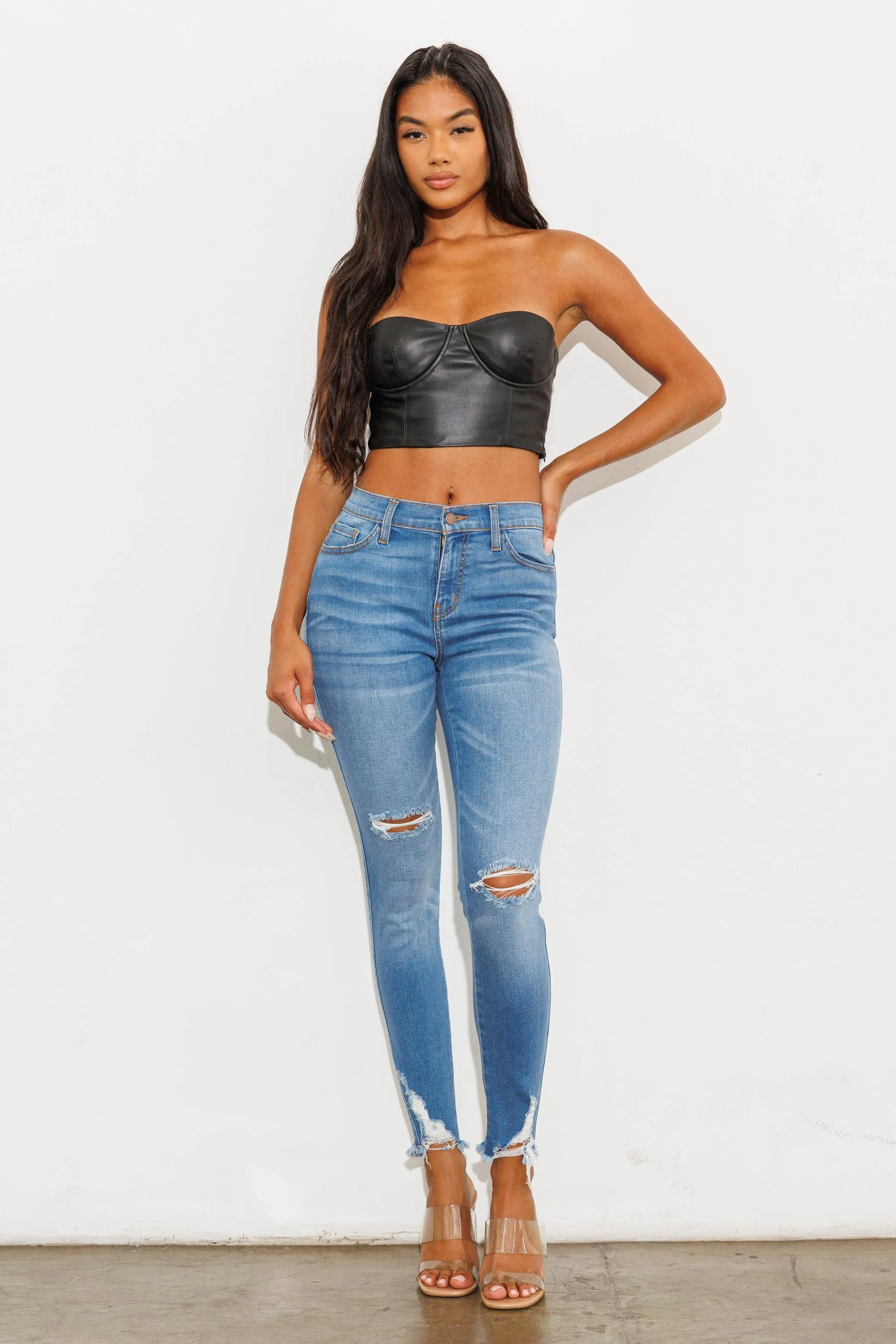 Falling Back Ankle Skinny Jeans sold by Vibrant