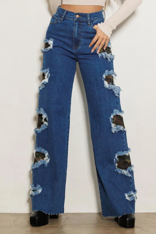 Camo Wide Leg Jeans sold by Vibrant