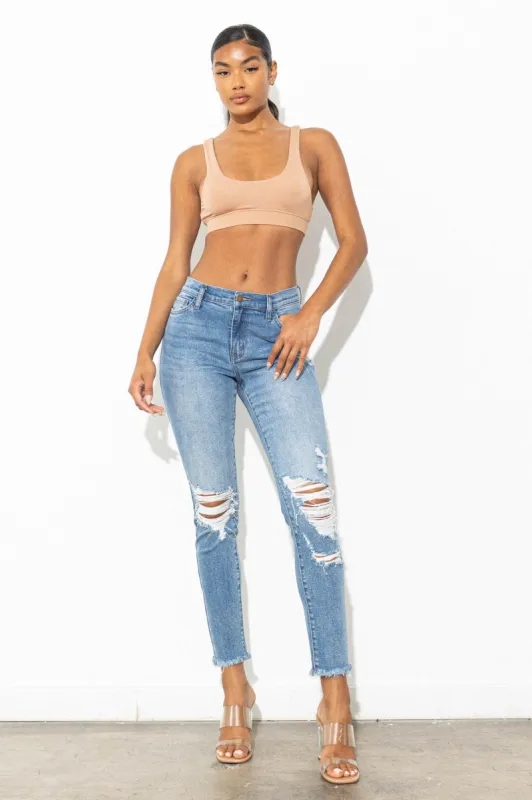 Free Mind Ankle Skinny Jeans sold by Vibrant