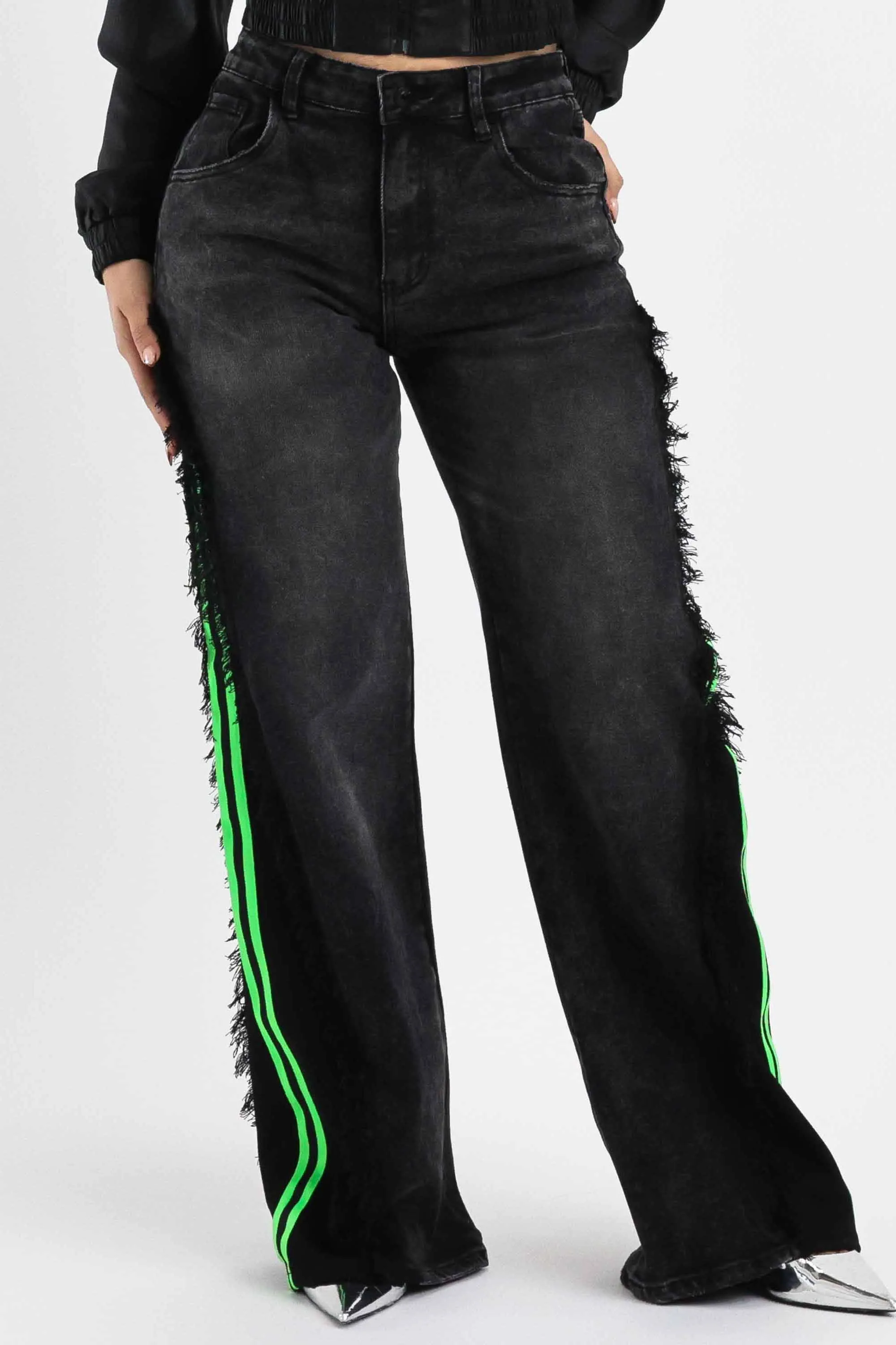 Stripe Jersey Wide Leg Jeans sold by Vibrant