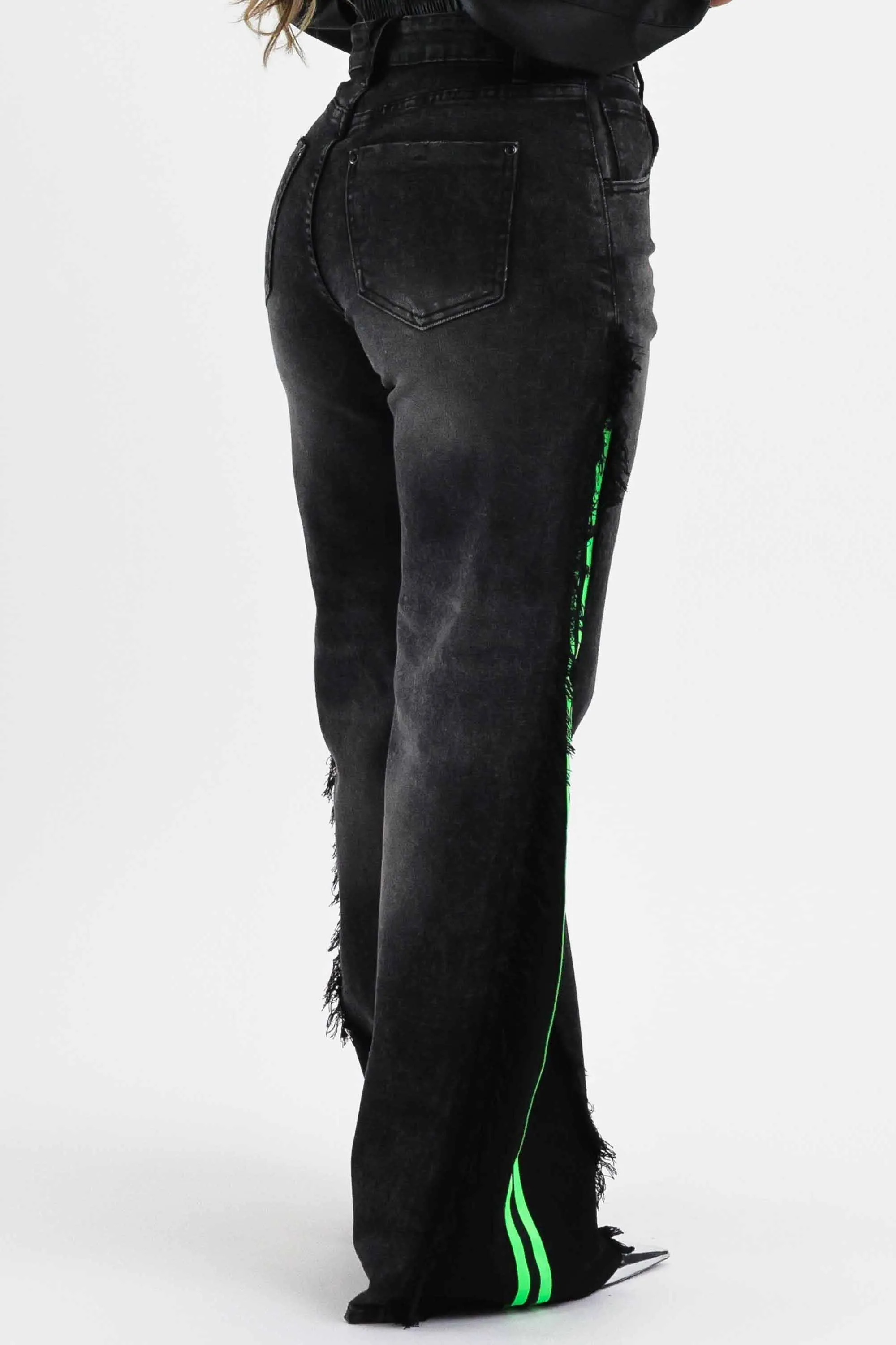 Stripe Jersey Wide Leg Jeans sold by Vibrant product image thumbnail 2