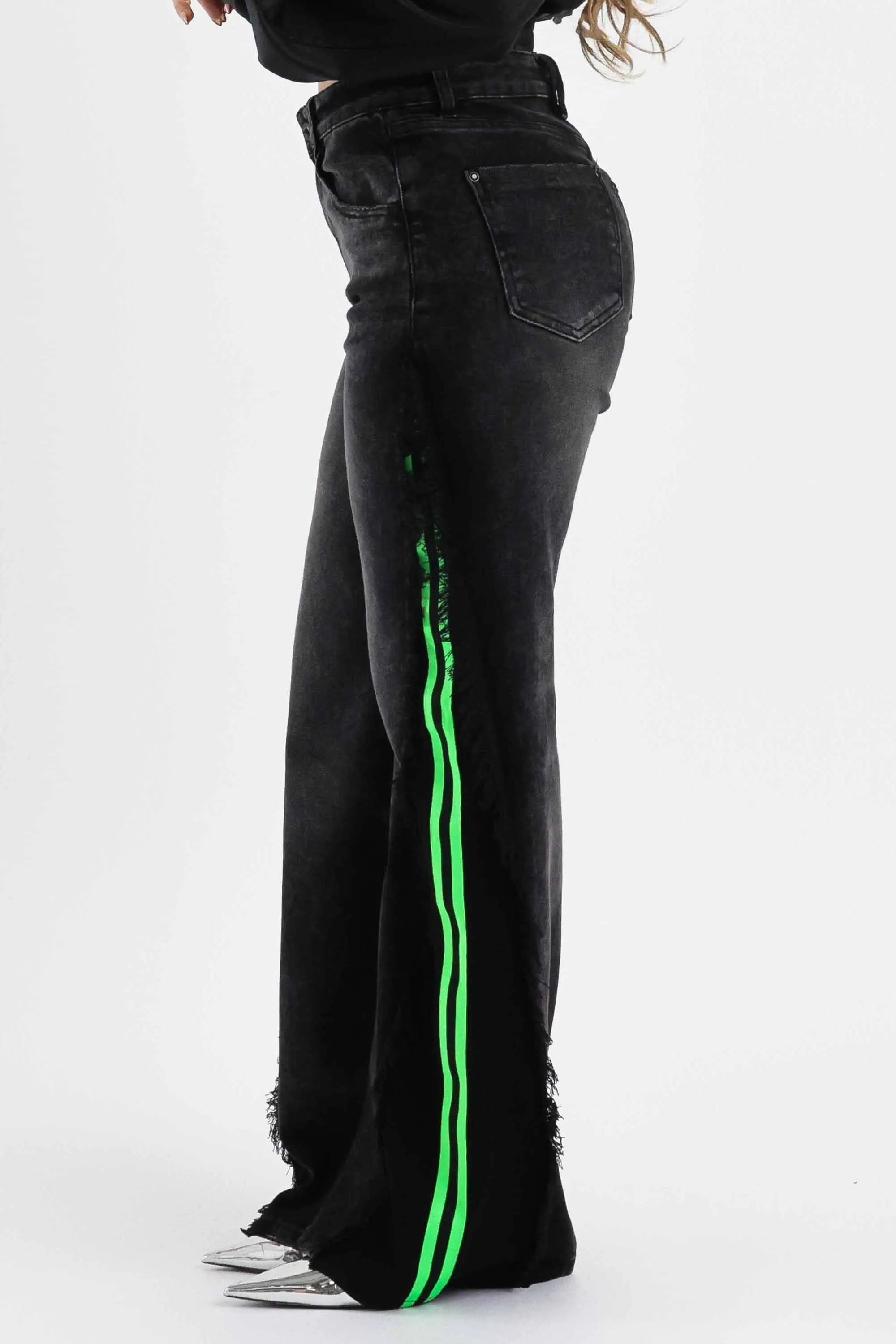 Stripe Jersey Wide Leg Jeans sold by Vibrant product image thumbnail 5