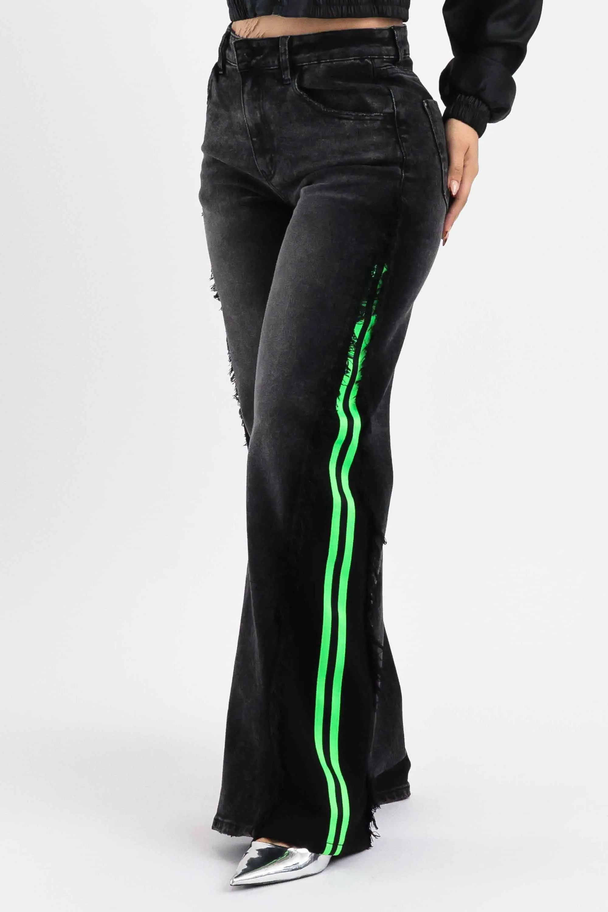 Stripe Jersey Wide Leg Jeans sold by Vibrant product image thumbnail 4