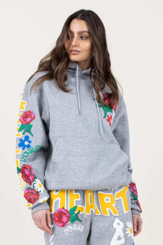 Heart & Mind Puff Print & Chest Emb Logo Hoodie sold by Vibrant