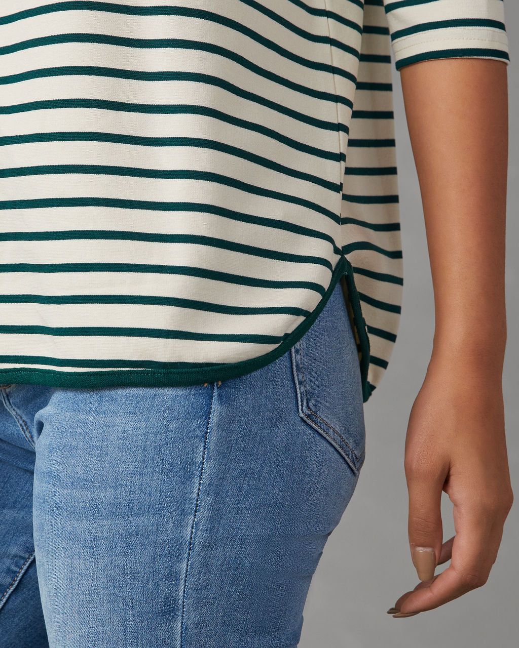 Francine Stripe Knit Long Sleeve Top - Hunter Green/White - SALE sold by Vici product image thumbnail 5