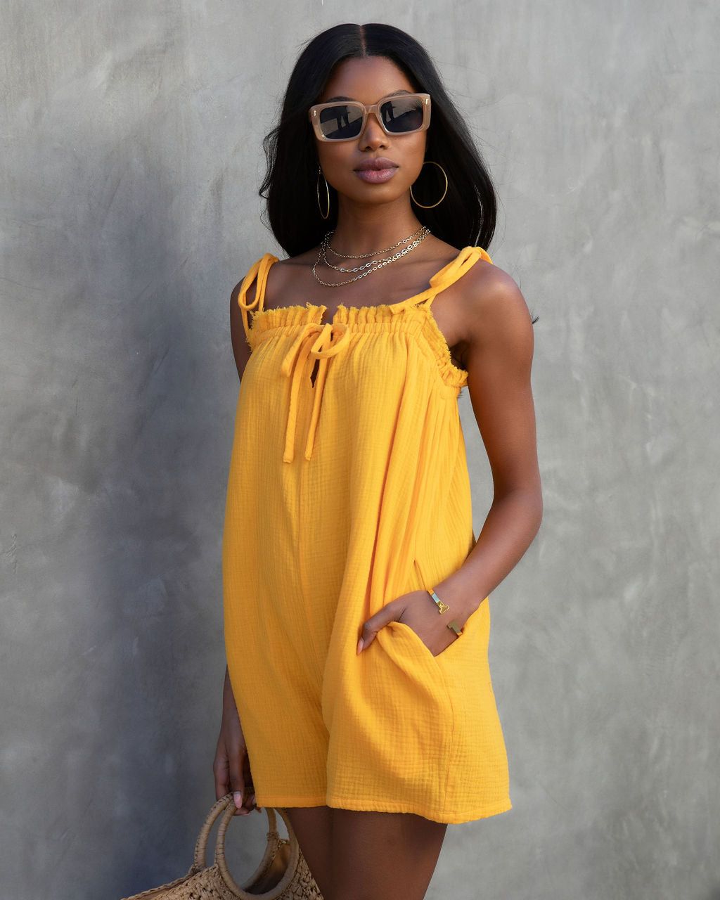 Capitola Dates Cotton Pocketed Romper - Marigold - FINAL SALE sold by Vici product image thumbnail 6