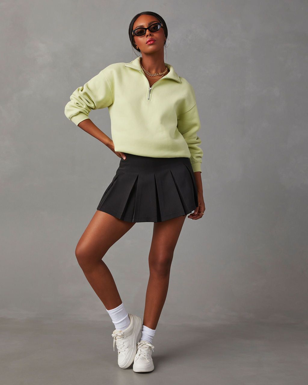 Power Up Fleece Half Zip Sweatshirt - Lime - SALE sold by Vici