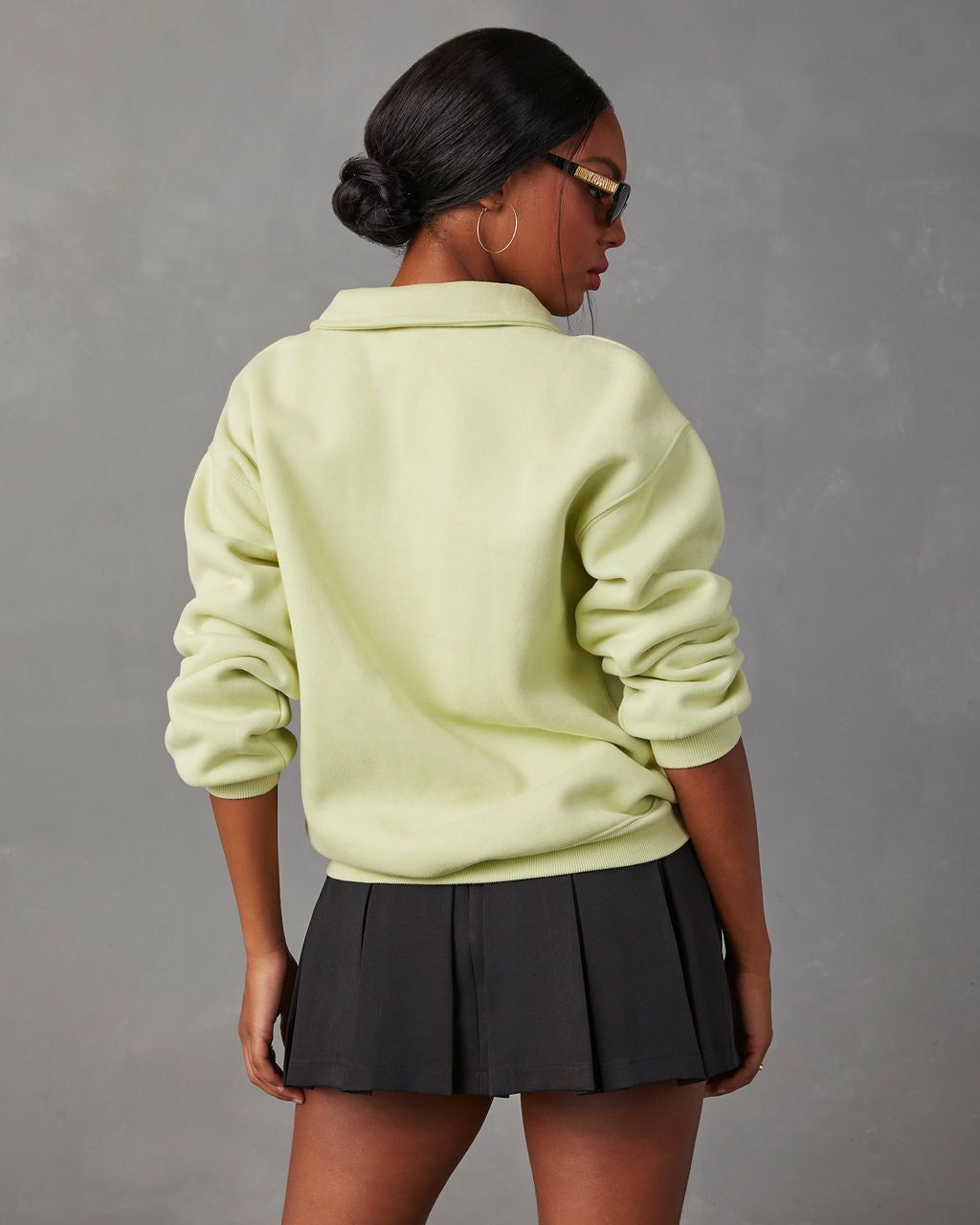 Power Up Fleece Half Zip Sweatshirt - Lime - SALE sold by Vici product image thumbnail 4