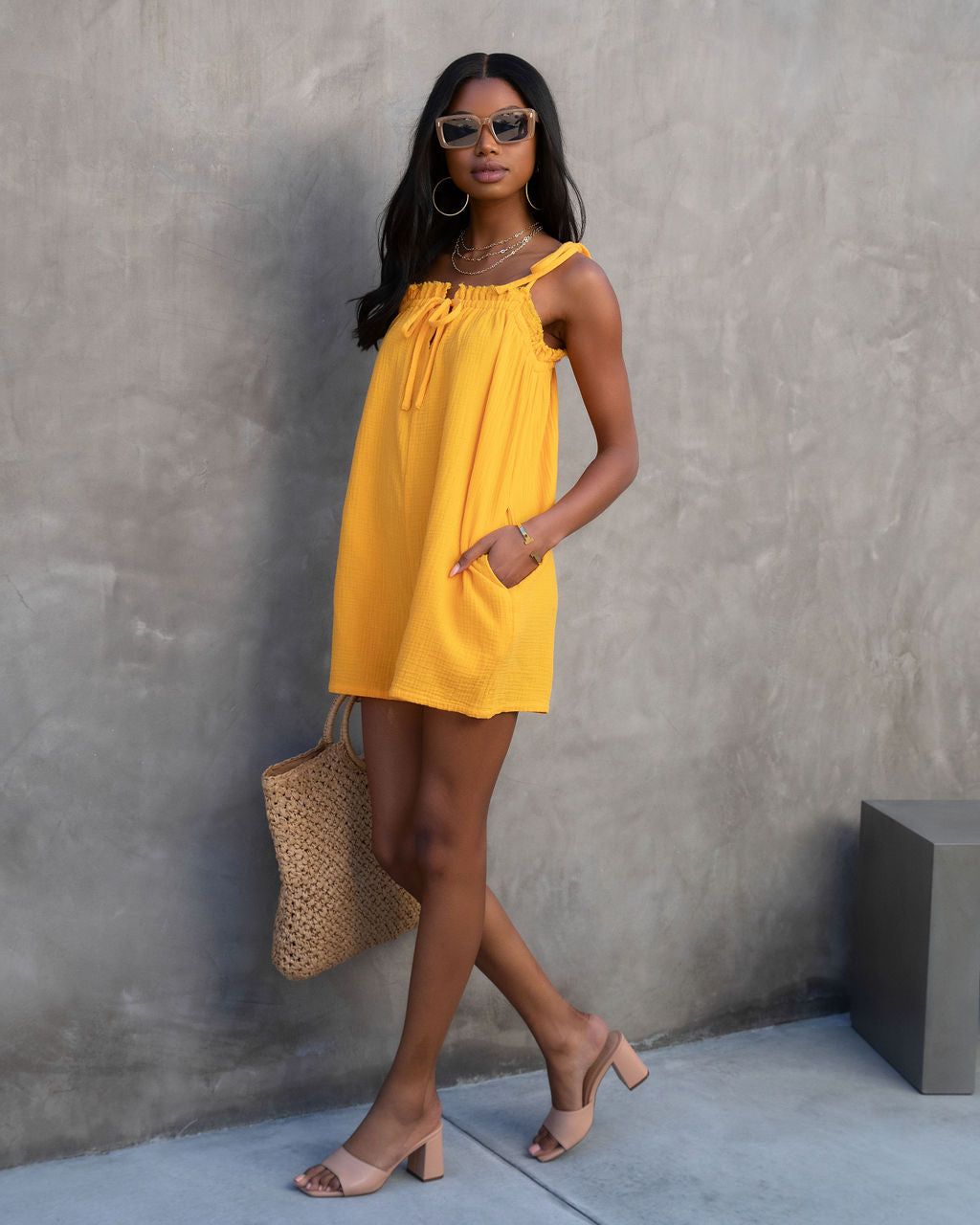 Capitola Dates Cotton Pocketed Romper - Marigold - FINAL SALE sold by Vici product image thumbnail 5