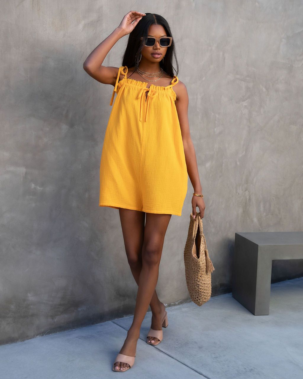 Capitola Dates Cotton Pocketed Romper - Marigold - FINAL SALE sold by Vici product image thumbnail 7