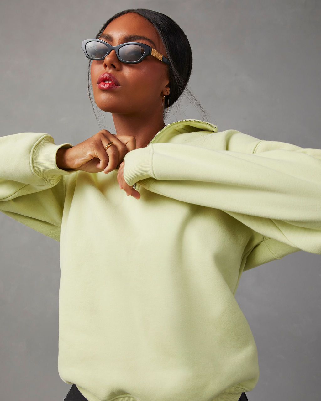 Power Up Fleece Half Zip Sweatshirt - Lime - SALE sold by Vici product image thumbnail 5